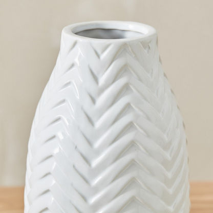 Sansa Ceramic Harringbone Vase - 12.5x12.5x27 cms