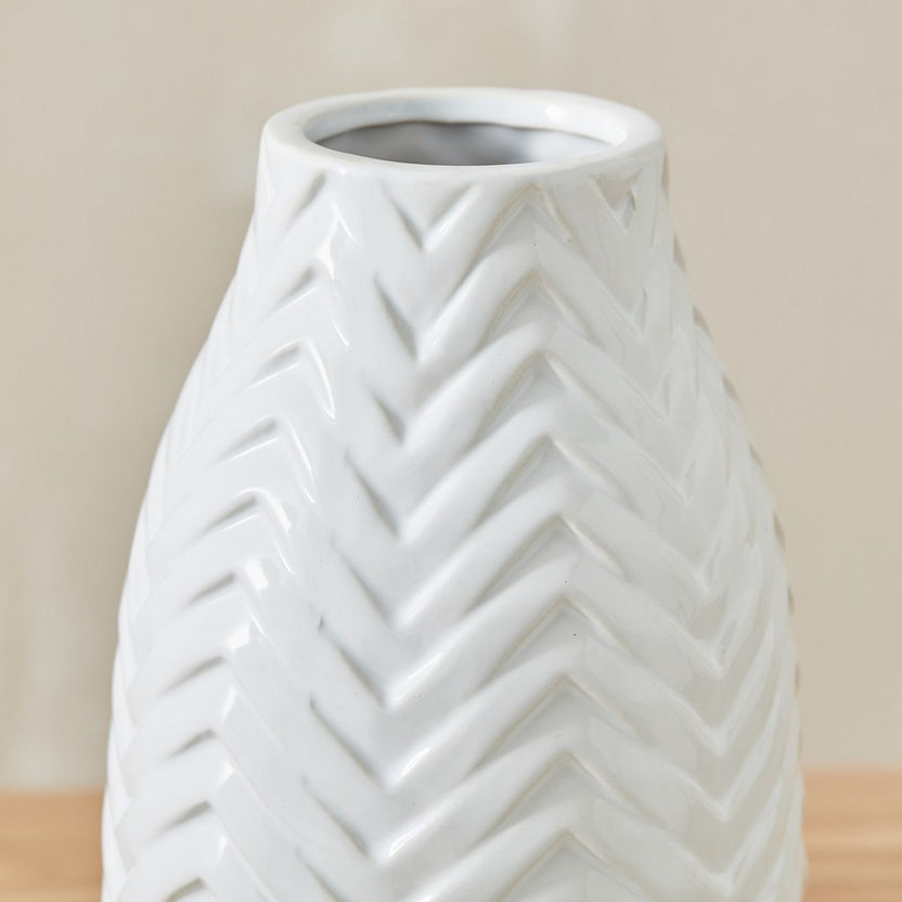 Sansa Ceramic Herringbone Vase - 12.5x12.5x27 cm-Vases-image-3