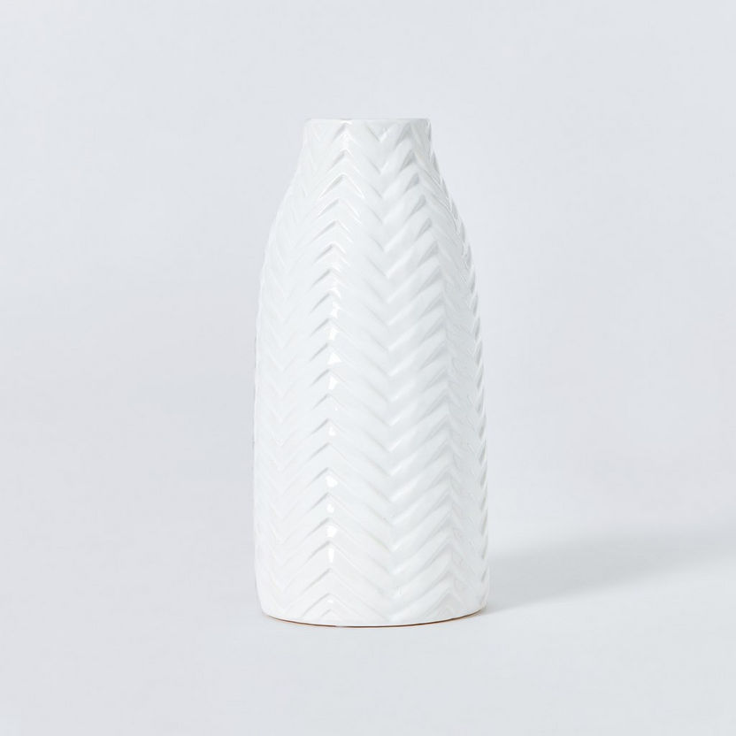 Sansa Ceramic Herringbone Vase - 12.5x12.5x27 cm-Vases-image-4
