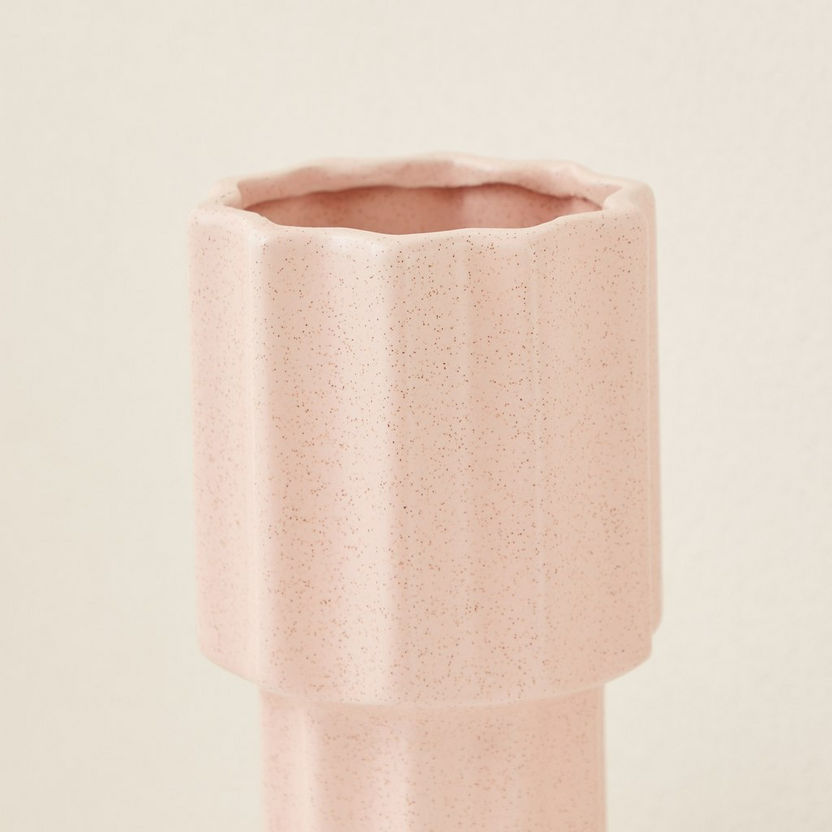 Sansa Ceramic Ribbed Vase - 12.5x12.5x24.5 cm-Vases-image-2