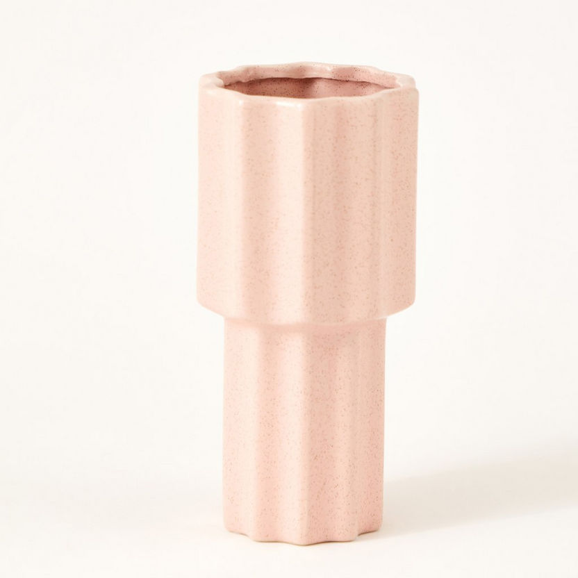 Sansa Ceramic Ribbed Vase - 12.5x12.5x24.5 cm-Vases-image-5