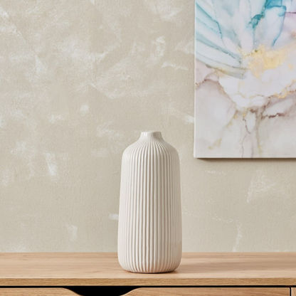 Sansa Ceramic Ribbed Vase - 13.5x13.5x30.5 cm