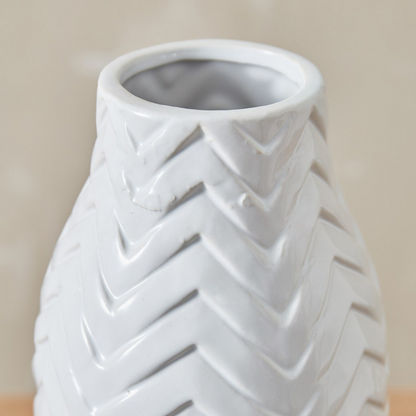 Sansa Ceramic Harringbone Vase - 13.5x13.5x32 cms