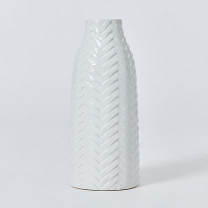 Sansa Ceramic Harringbone Vase - 13.5x13.5x32 cms