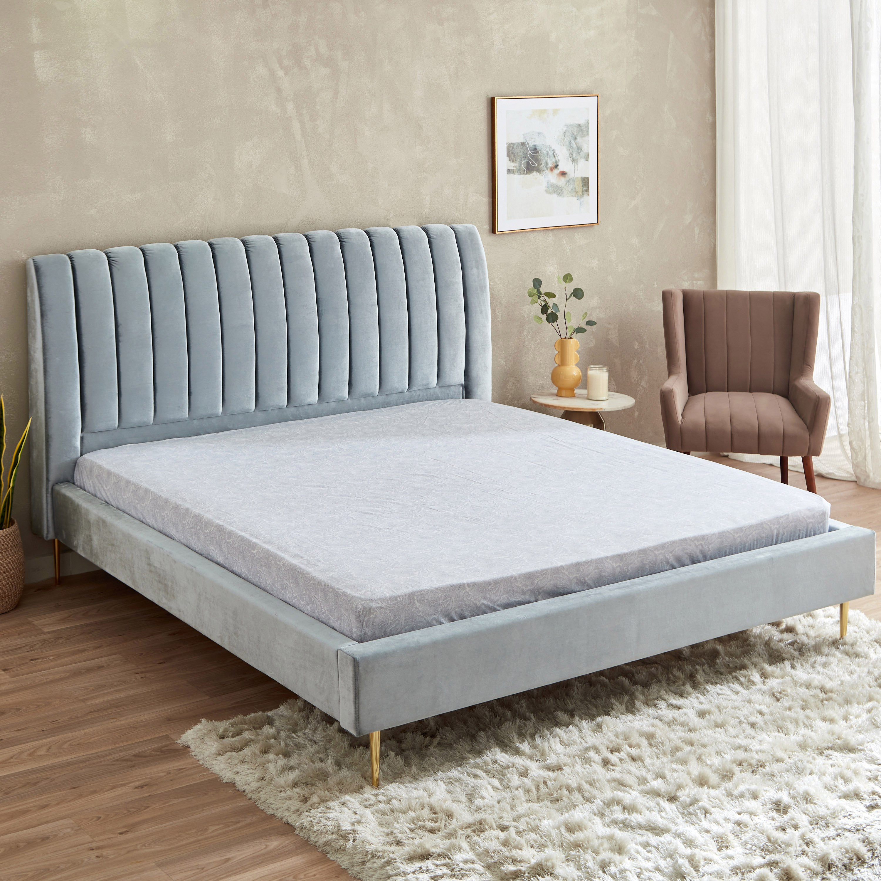شرشف مطّاطي سوبر كينج بطبعات بيزلي من فالور - 200x200+33 سم-hbxhomeware-hbxbedroom-image-1