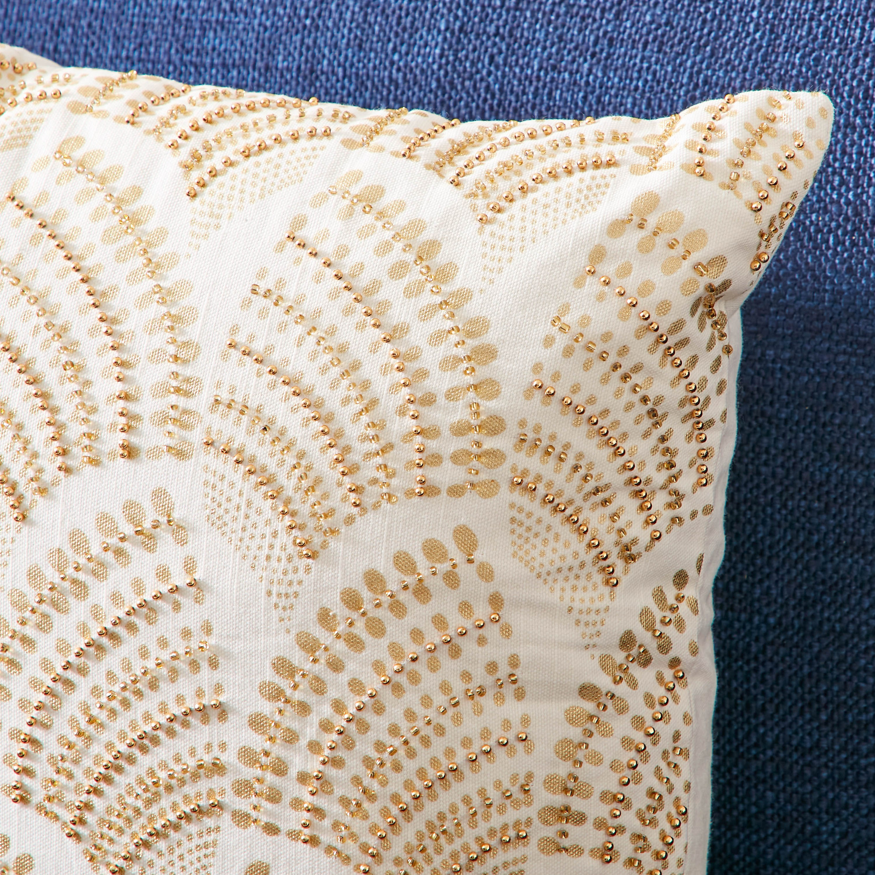 غطاء وسادة بخرز وطبعات رقائق معدنية من إيلونا - 40x40 سم-hbxhomeware-cushionsandcovers-cushioncovers-image-2