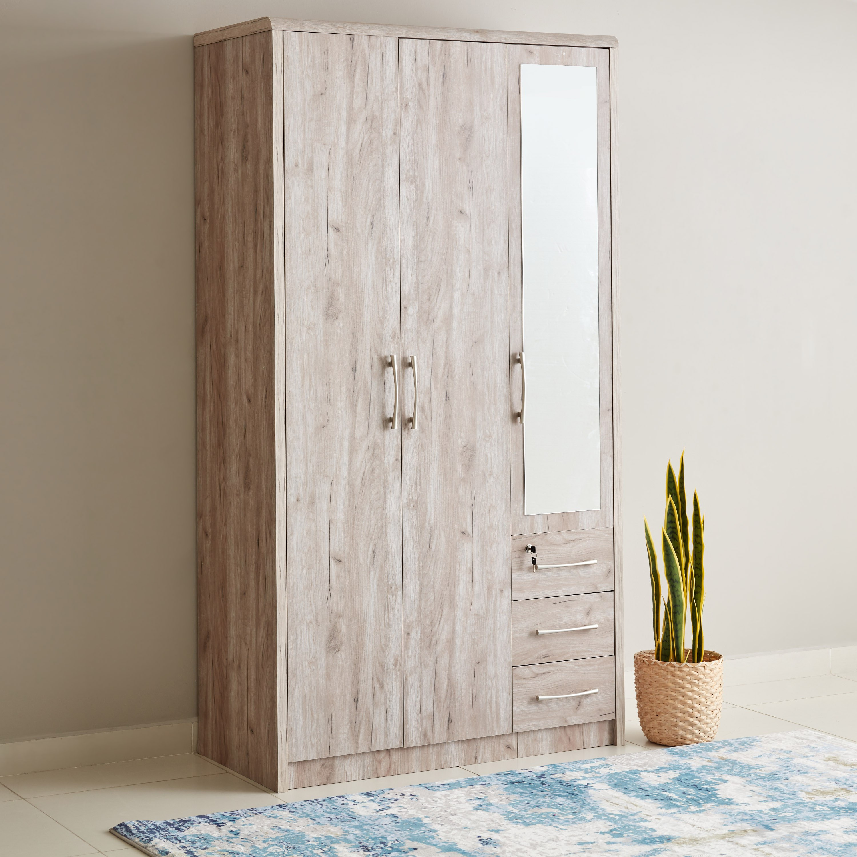 خزانة ملابس 3 أبواب بمرآة و3 أدراج من تشيلسي-hbxfurniture-wardrobes-image-1