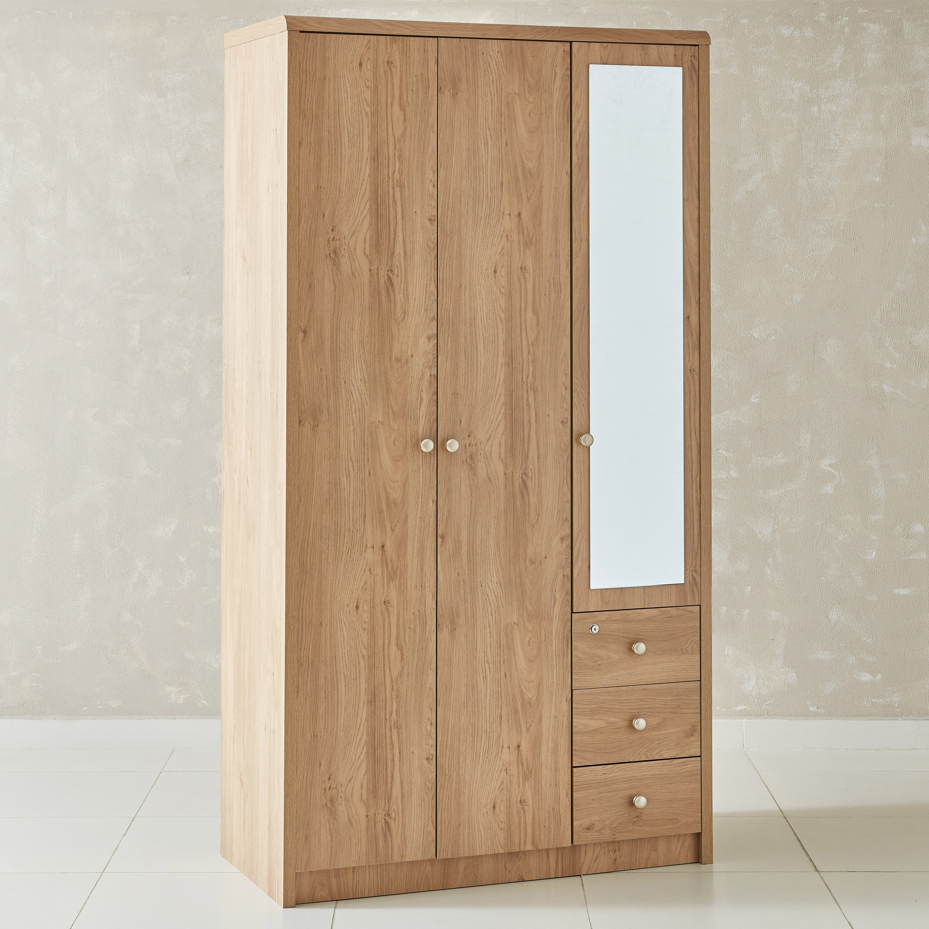 Nordica 3-Door Wardrobe with Mirror and 3 Drawers-hbxfurniture-wardrobes-image-14