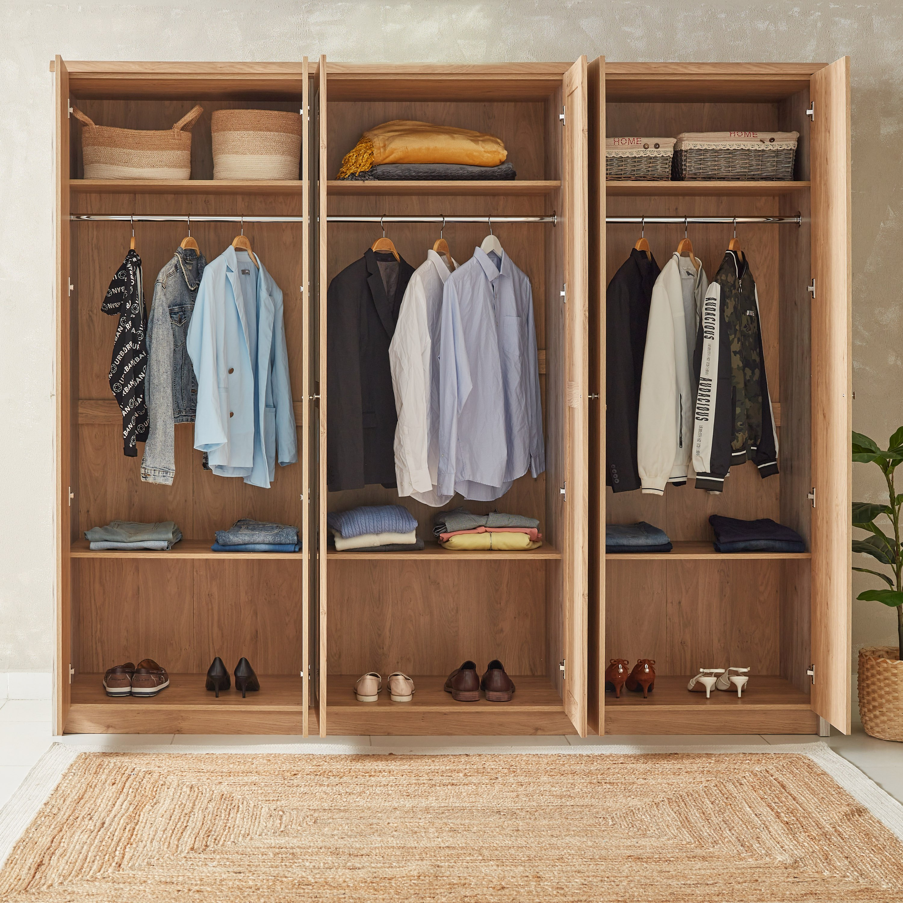 خزانة ملابس 6 أبواب بمرآة من نورديكا-hbxfurniture-wardrobes-image-3