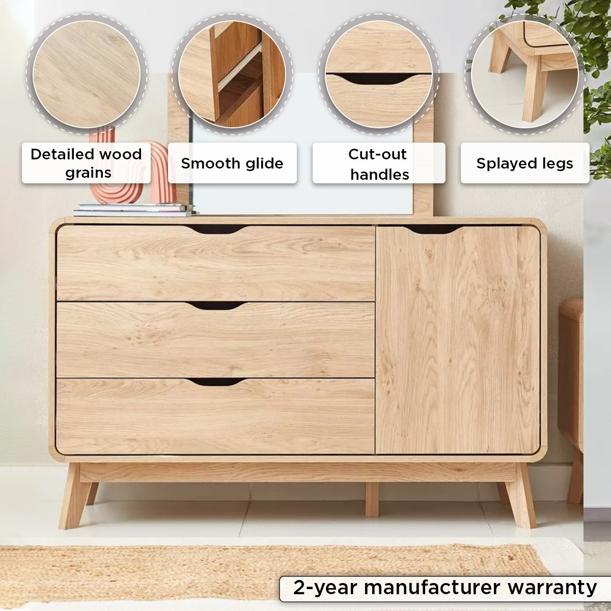Nordica 3-Drawer 1-Door Master Dresser without Mirror -hbxfurniture-bedroom-dressersandmirrors-image-4
