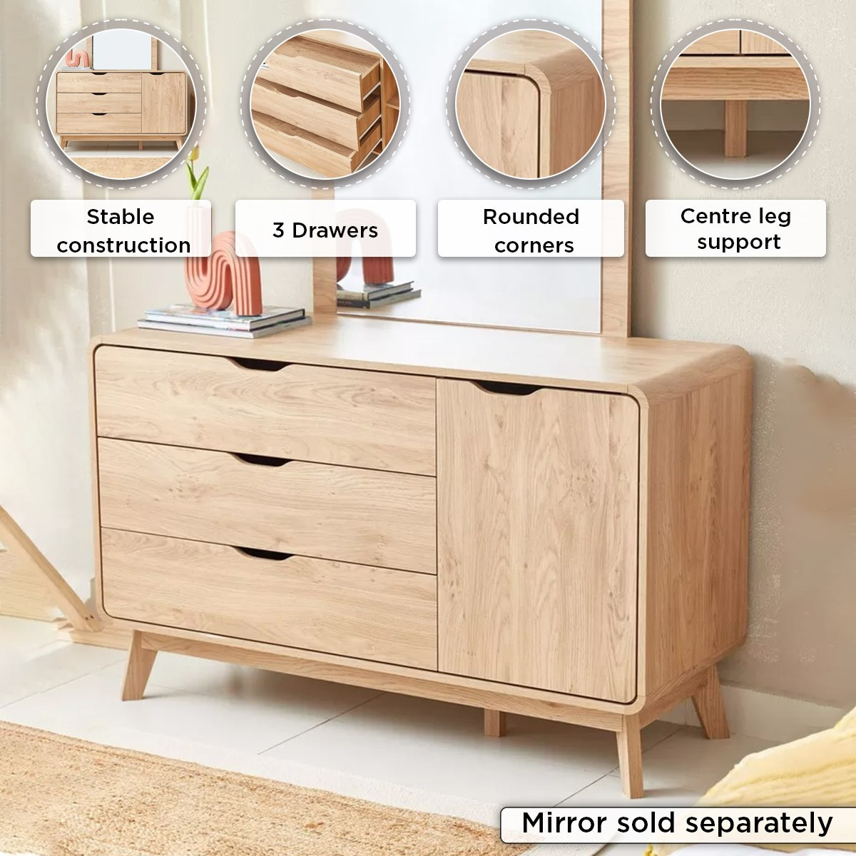 Nordica 3-Drawer 1-Door Master Dresser without Mirror -hbxfurniture-bedroom-dressersandmirrors-image-5
