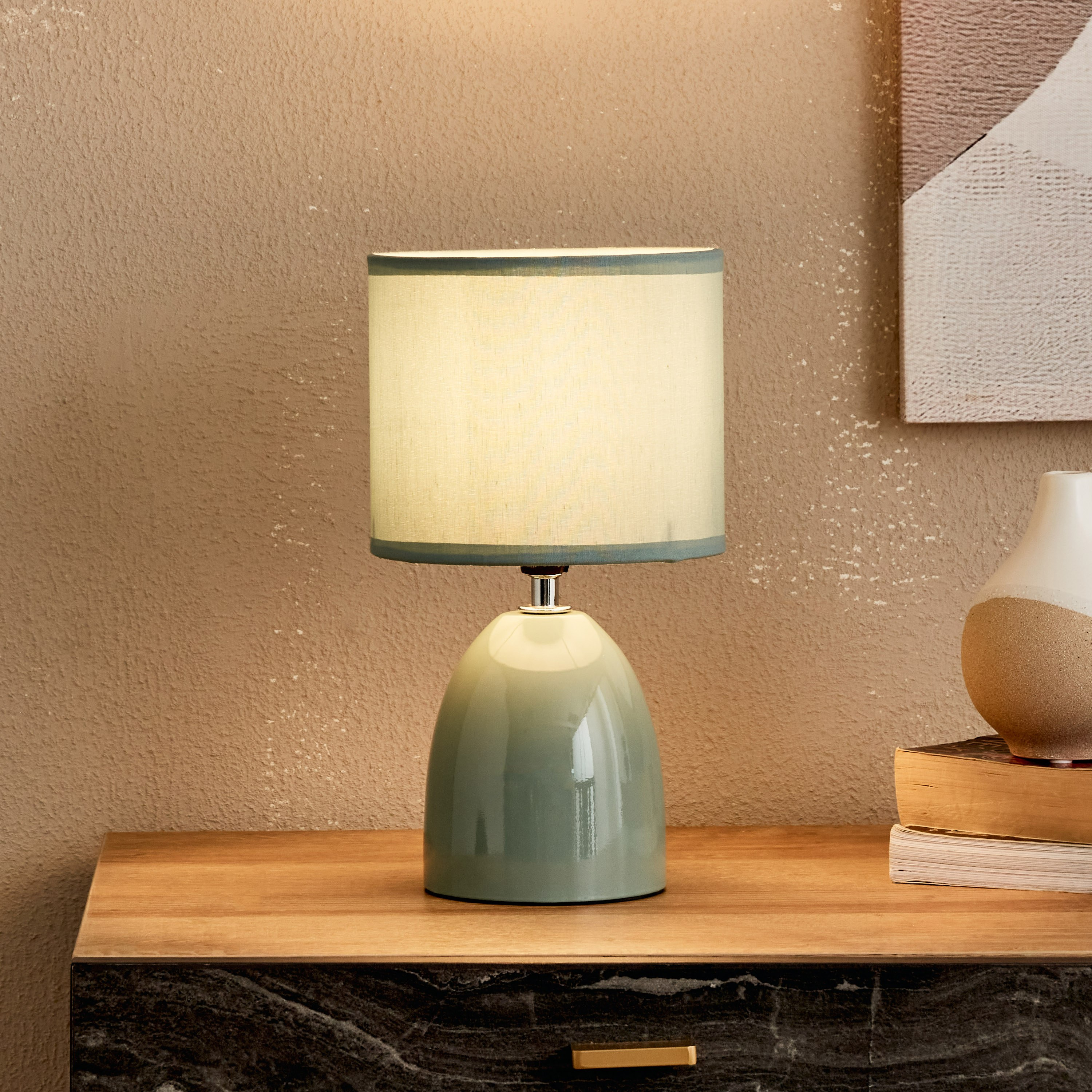 مصباح طاولة سيراميك من كلارك - 15.5x15.5x27.5 سم-hbxlivingroom-lighting-tablelamps-image-2