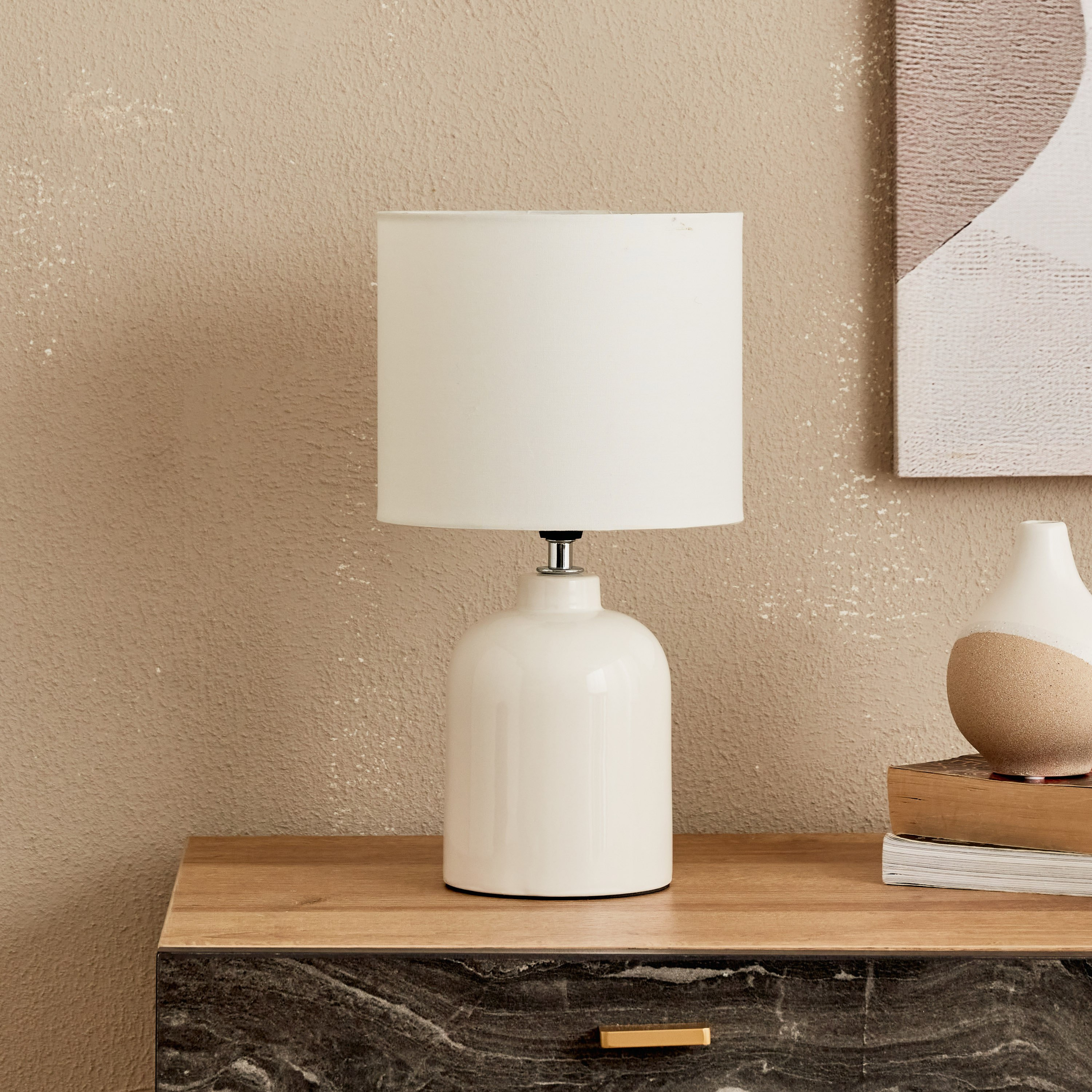 مصباح طاولة سيراميك من كلارك - 18x18x32 سم-hbxlivingroom-lighting-tablelamps-image-1