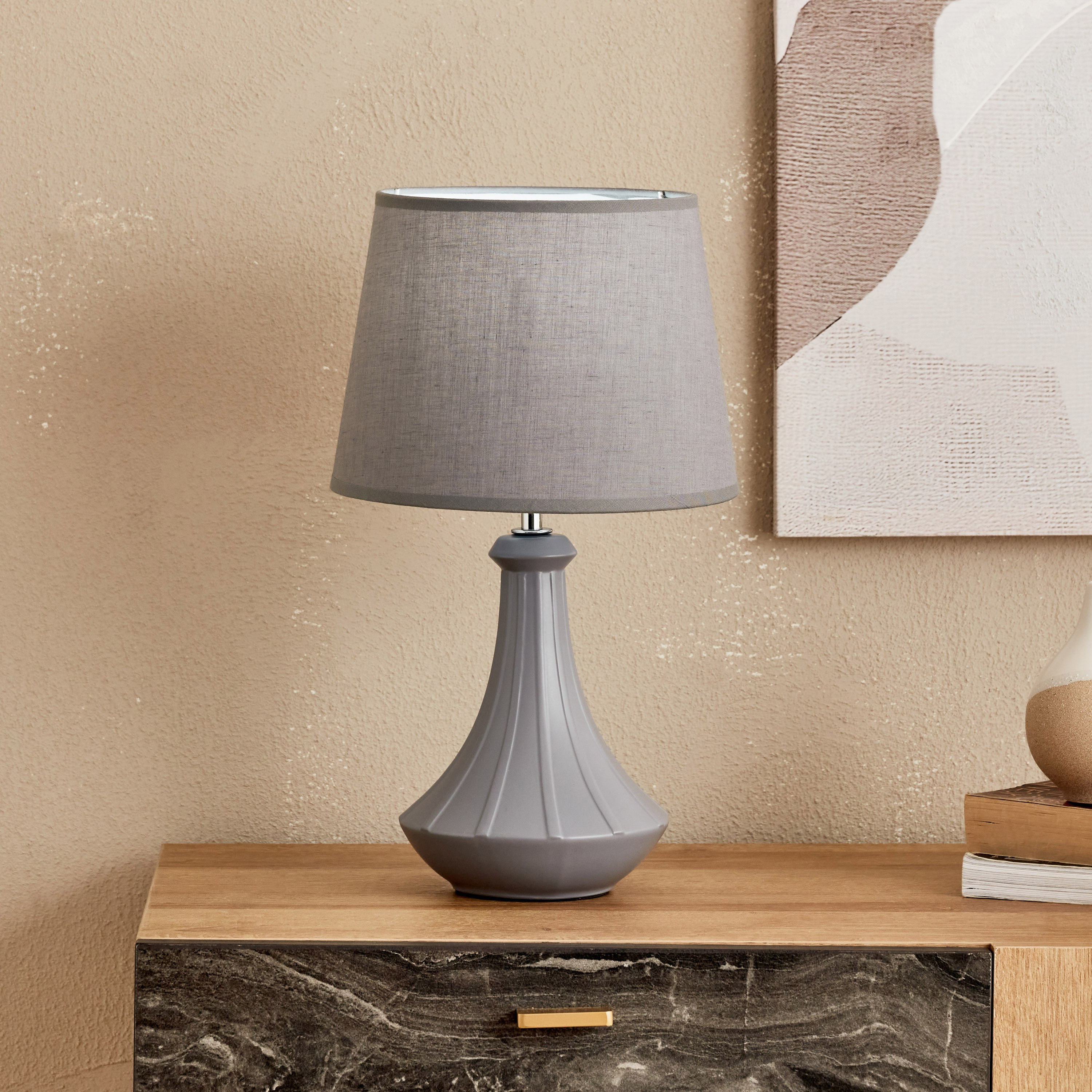 مصباح طاولة سيراميك من كلارك - 23x23x39 سم-hbxlivingroom-lighting-tablelamps-image-1