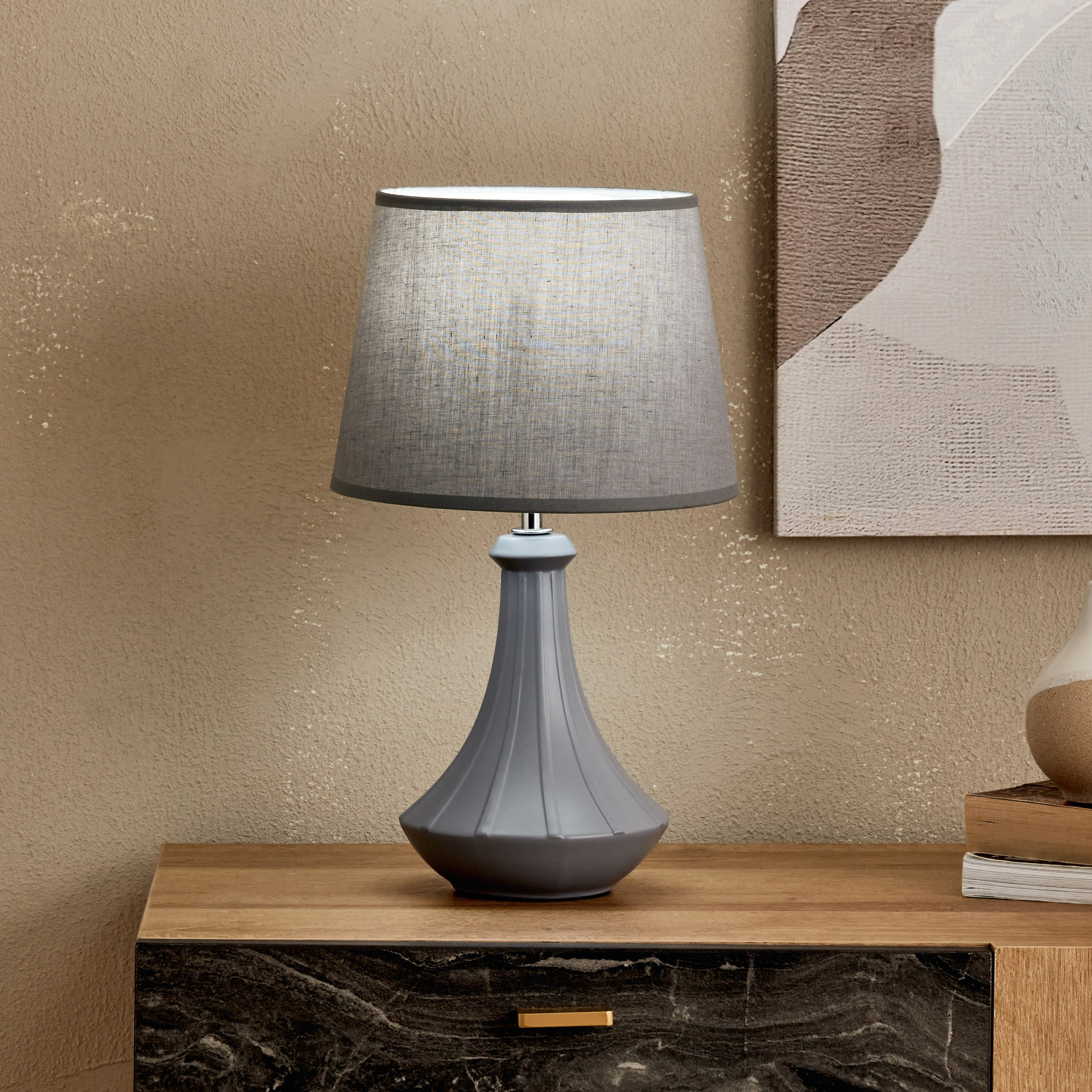 مصباح طاولة سيراميك من كلارك - 23x23x39 سم-hbxlivingroom-lighting-tablelamps-image-2