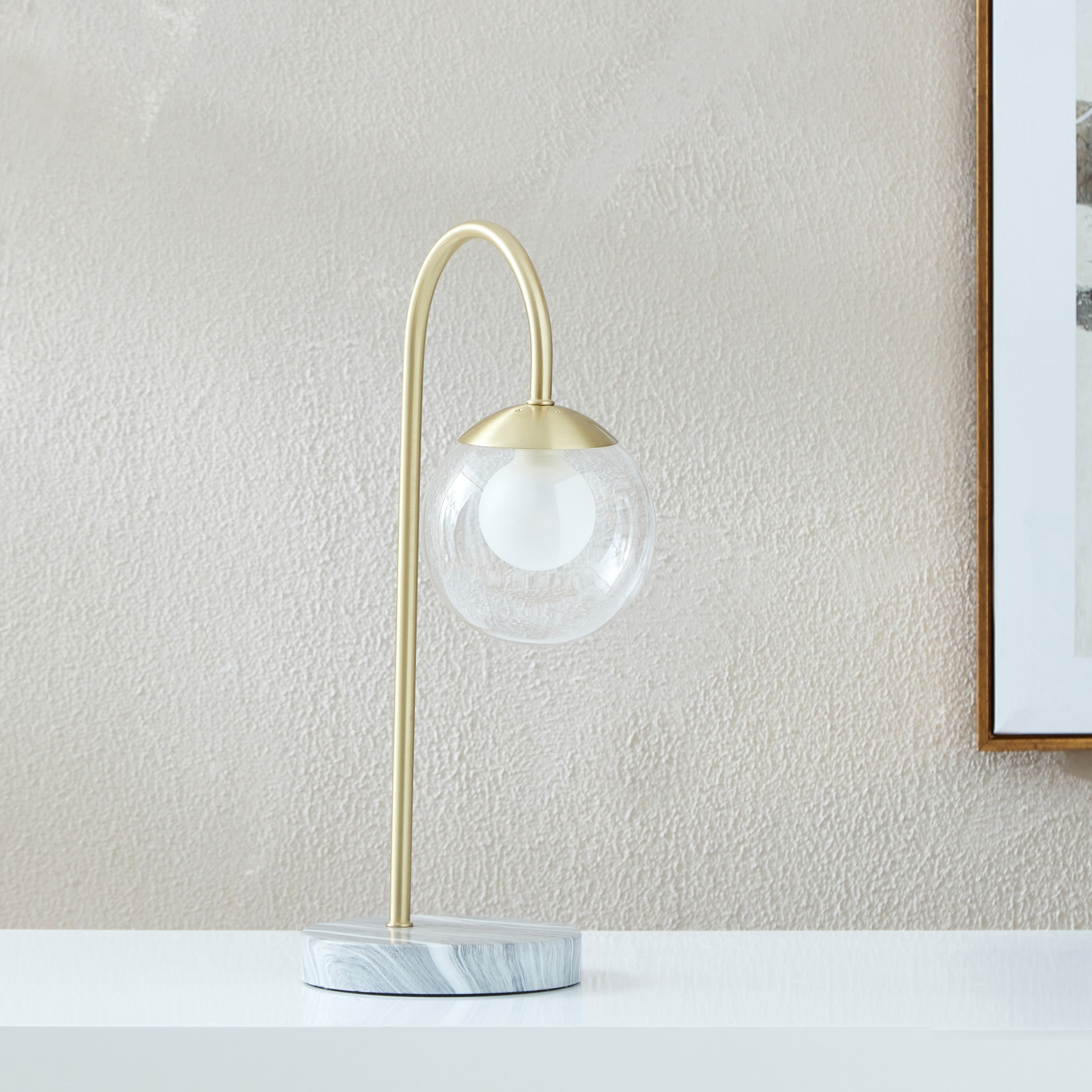مصباح طاولة زجاج ومعدن من كلارك - 22.5x15x41 سم-hbxlivingroom-lighting-tablelamps-image-1