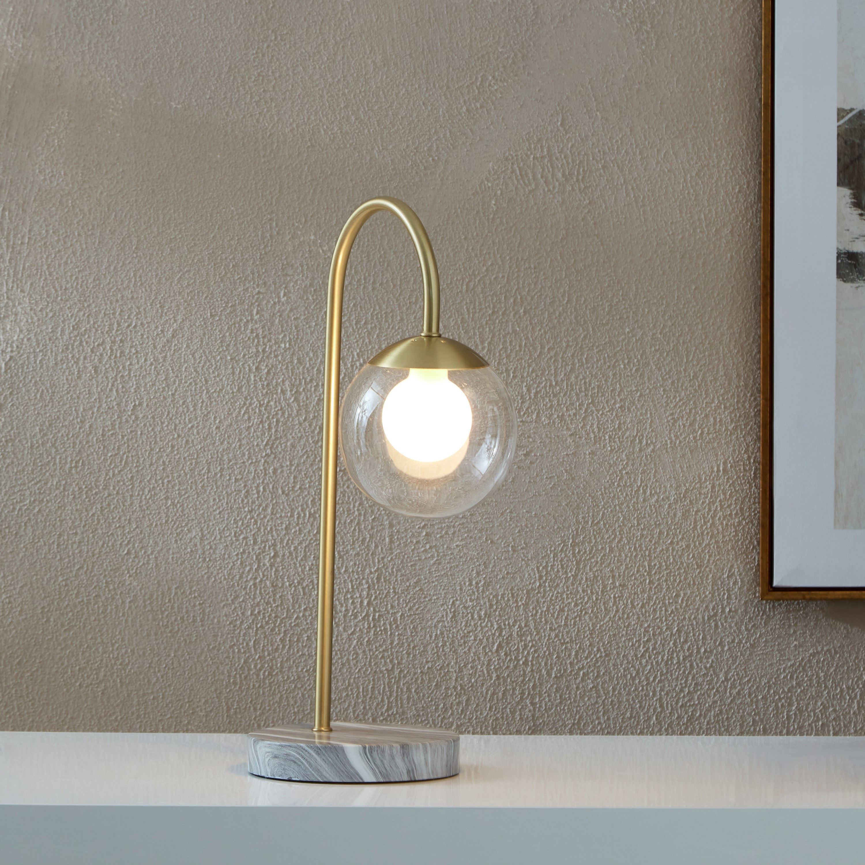 مصباح طاولة زجاج ومعدن من كلارك - 22.5x15x41 سم-hbxlivingroom-lighting-tablelamps-image-2