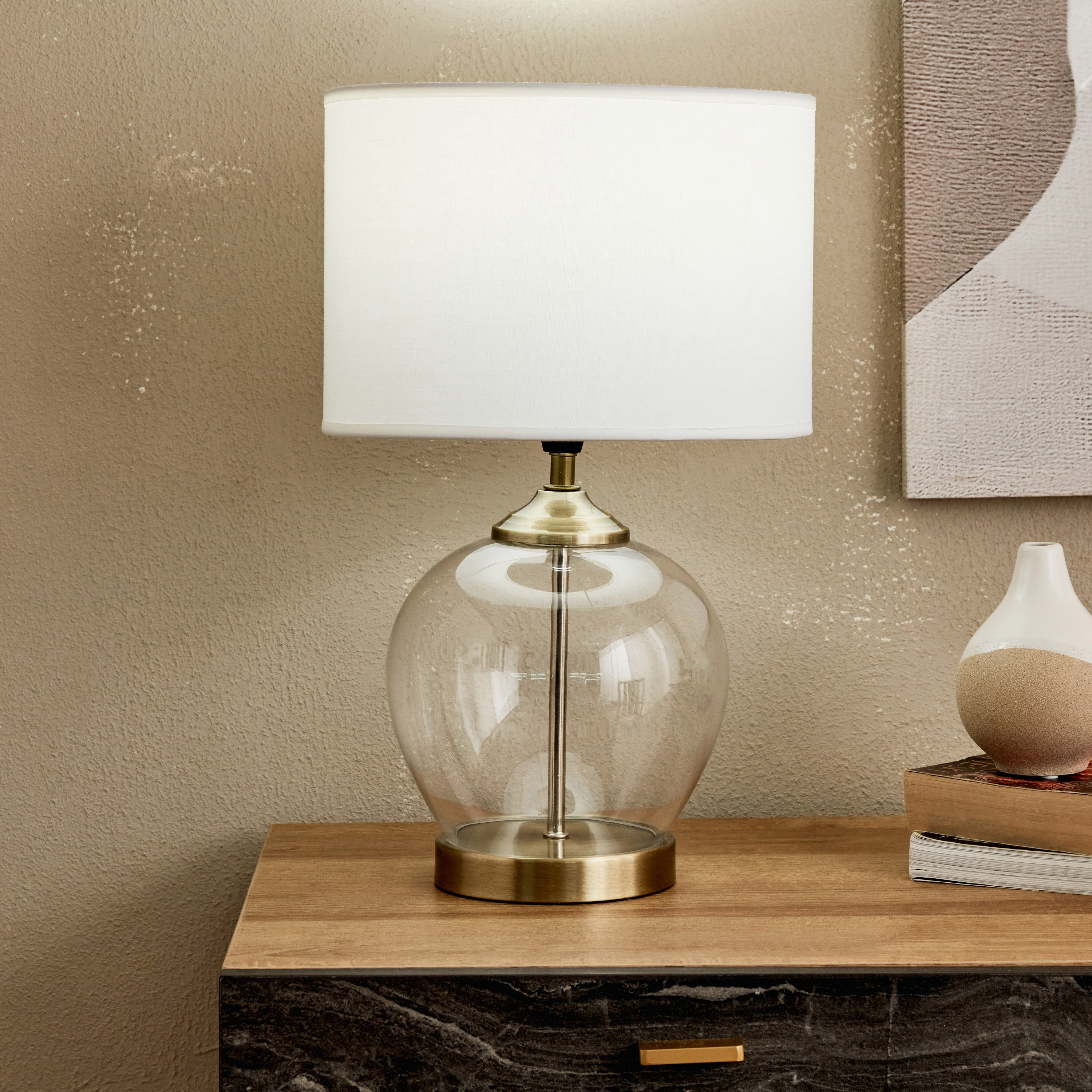 مصباح طاولة زجاج ومعدن من كلارك - 26x26x42 سم-hbxlivingroom-lighting-tablelamps-image-2