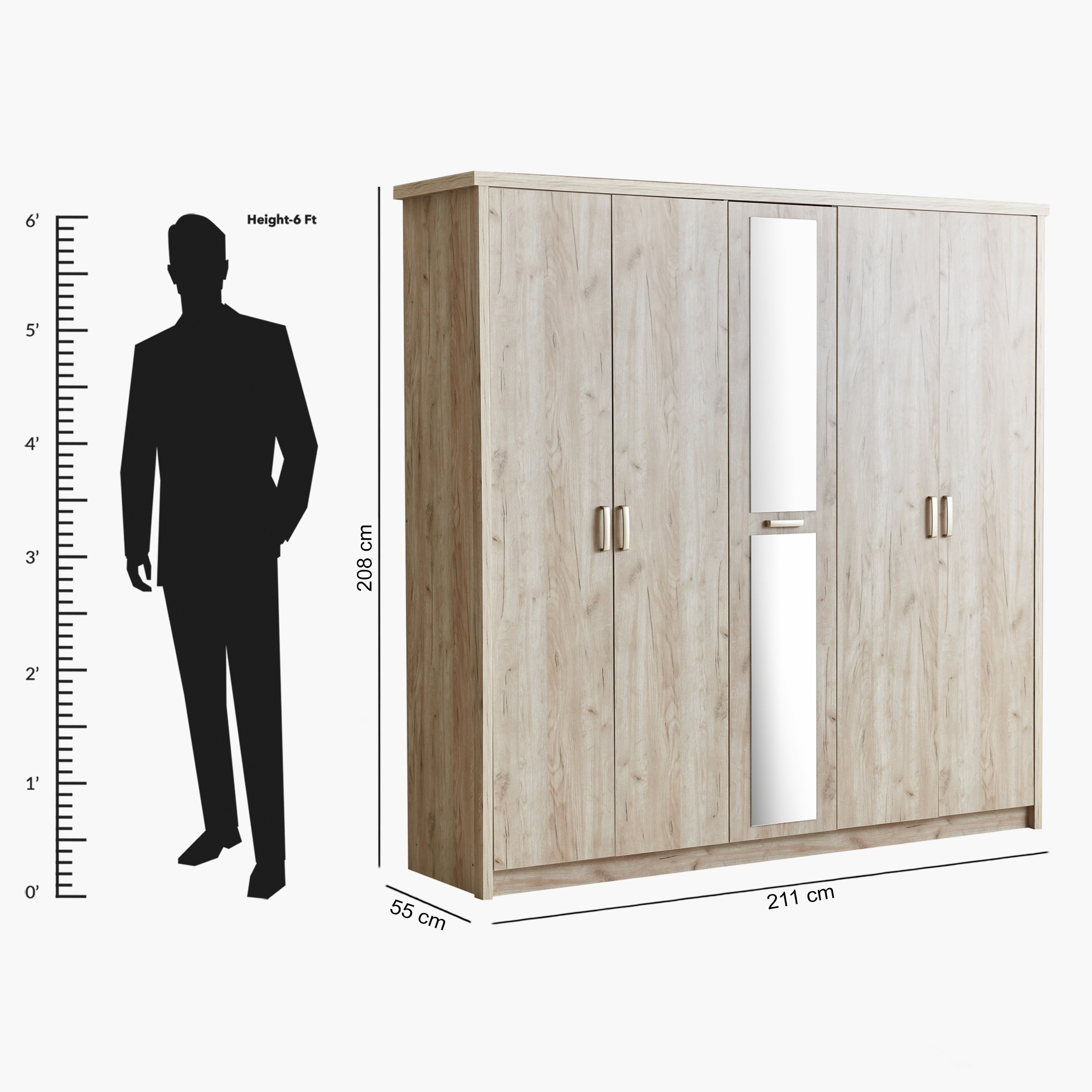 خزانة ملابس 5 أبواب مع مرآة - كينت من موڤو-hbxfurniture-wardrobes-image-10