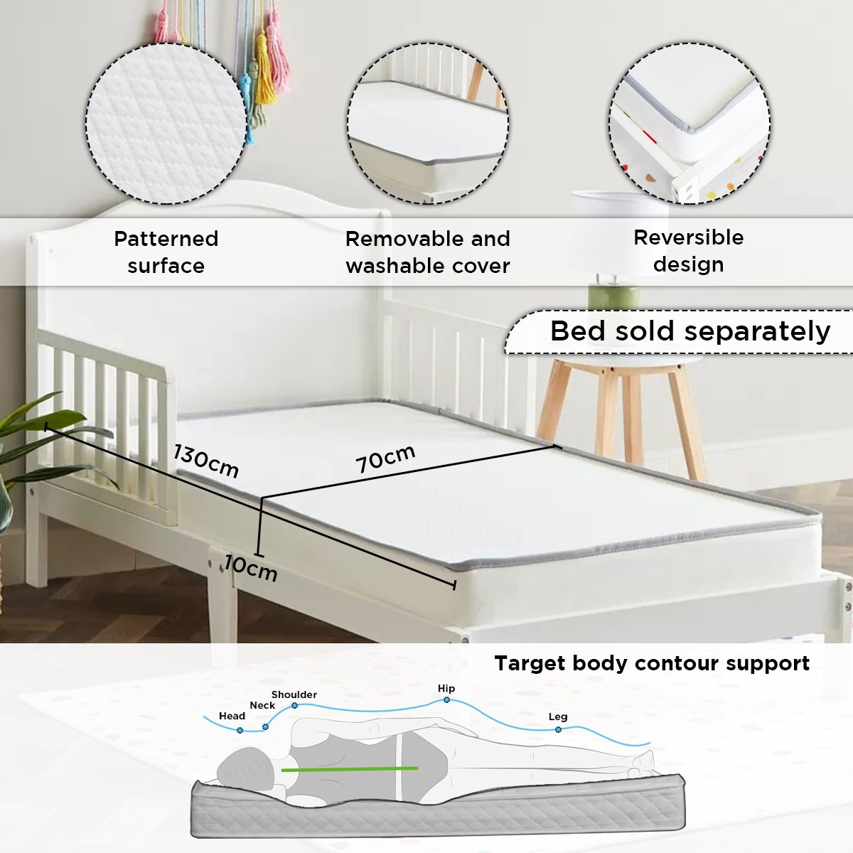 مرتبة إسفنج للأطفال بغطاء قابل للغسل من آي كودي نيكست - 70x130x10 سم-hbxfurniture-mattresses-toddler-image-5