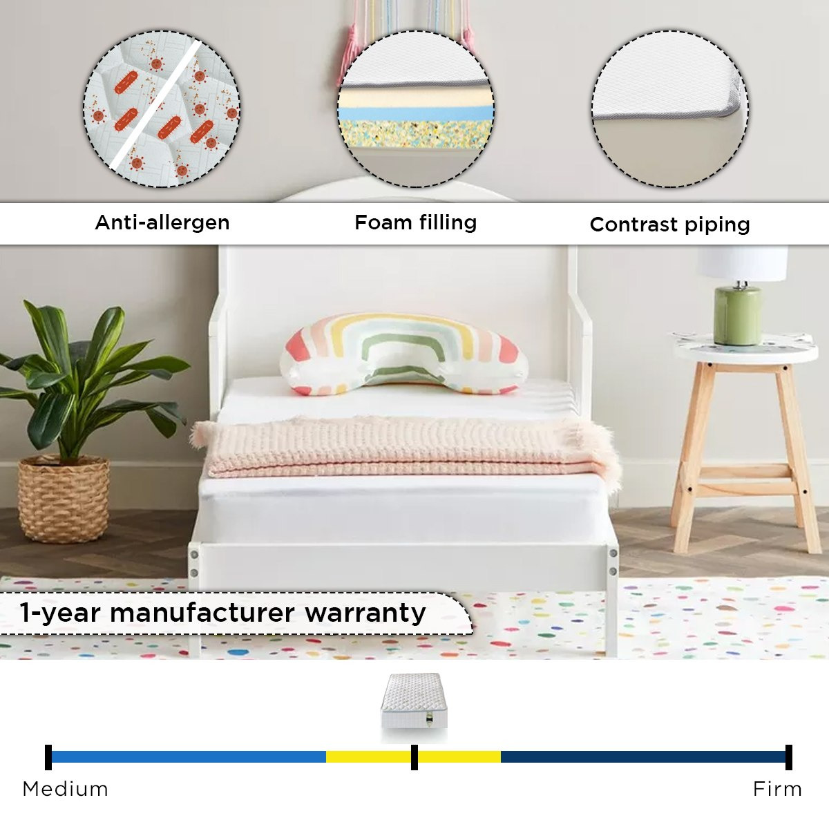 مرتبة إسفنج للأطفال بغطاء قابل للغسل من آي كودي نيكست - 70x130x10 سم-hbxfurniture-mattresses-toddler-image-4