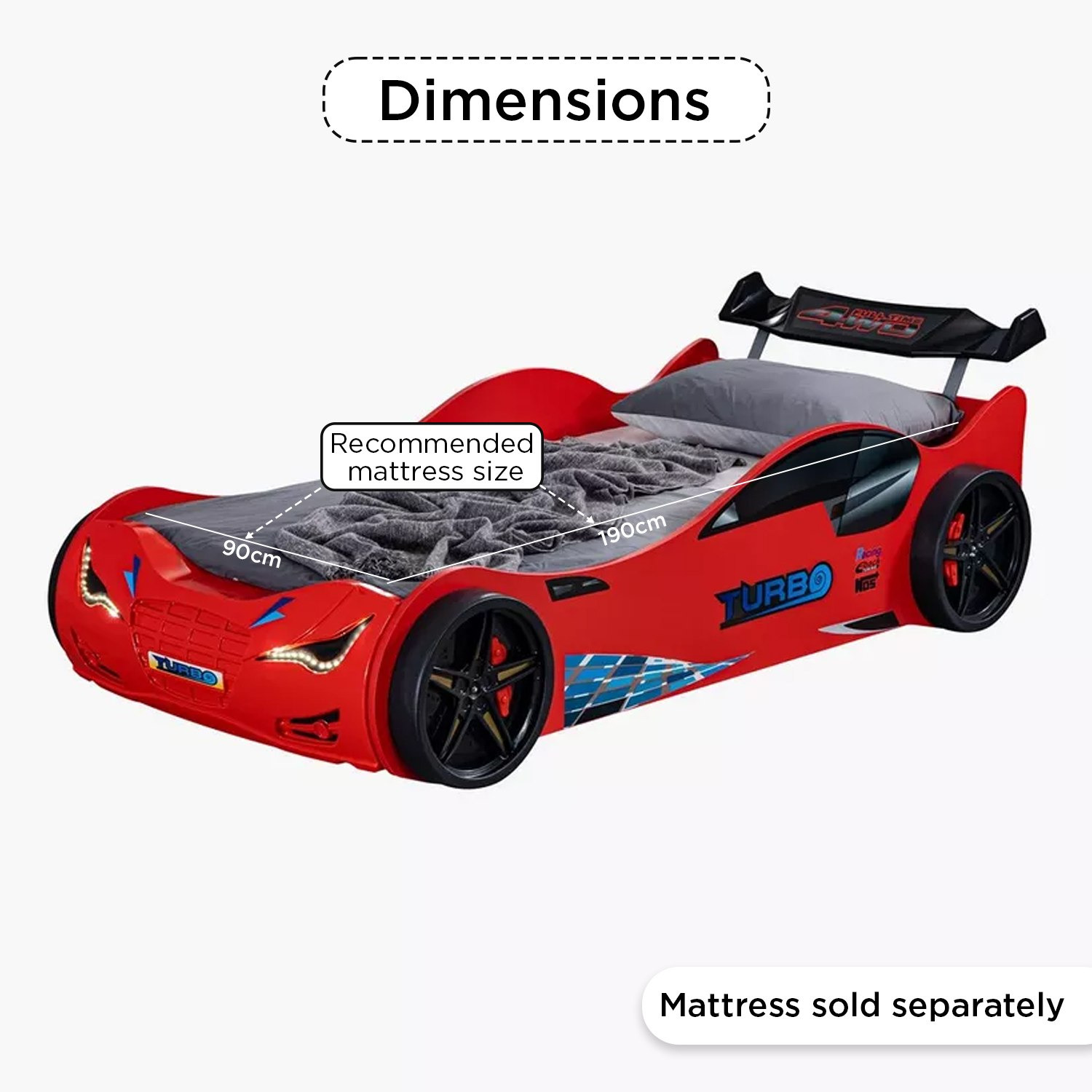 Vanilla Turbo Single Car Bed - 90x190 cm-hbxfurniture-bedsandbedsets-beds-single-image-6