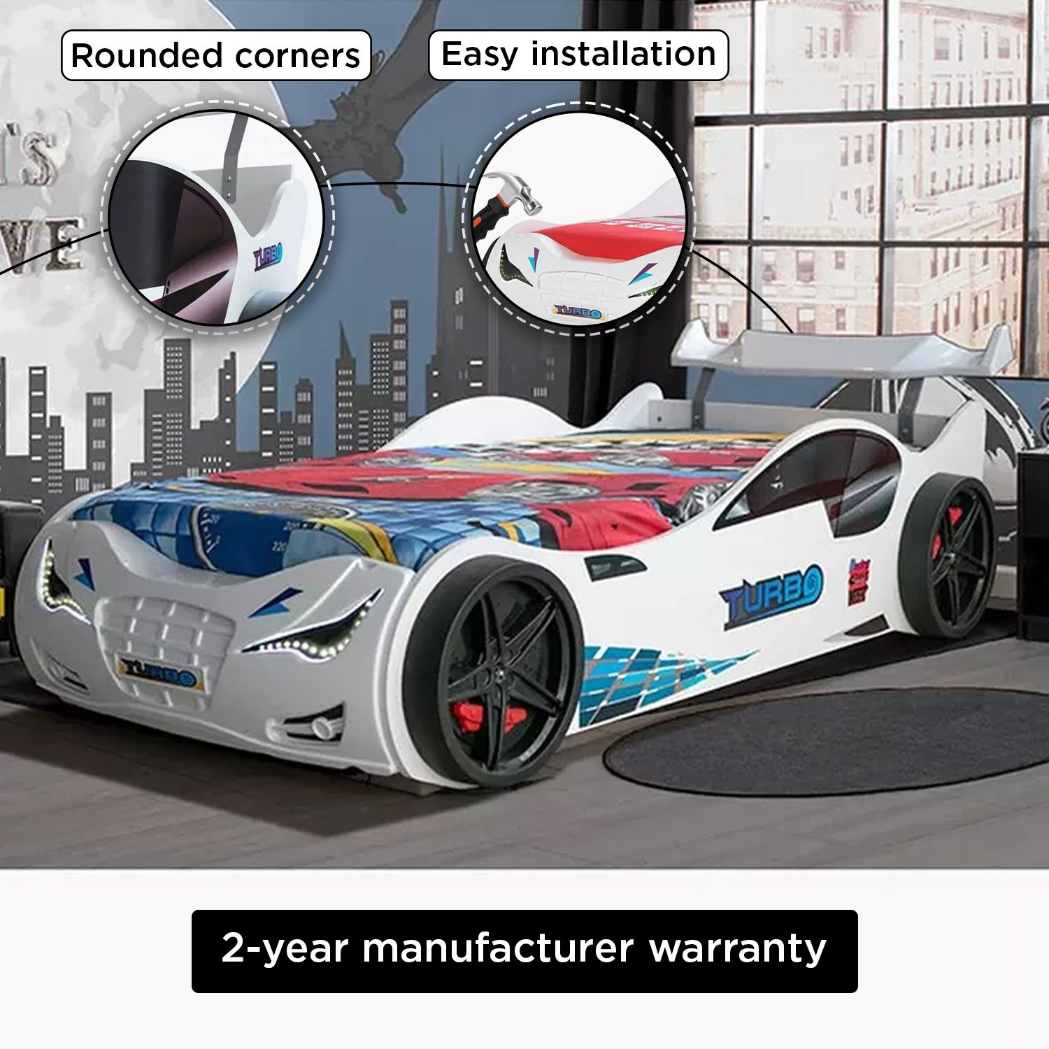 Vanilla Turbo Single Car Bed - 90x190 cm-hbxfurniture-bedsandbedsets-beds-single-image-9