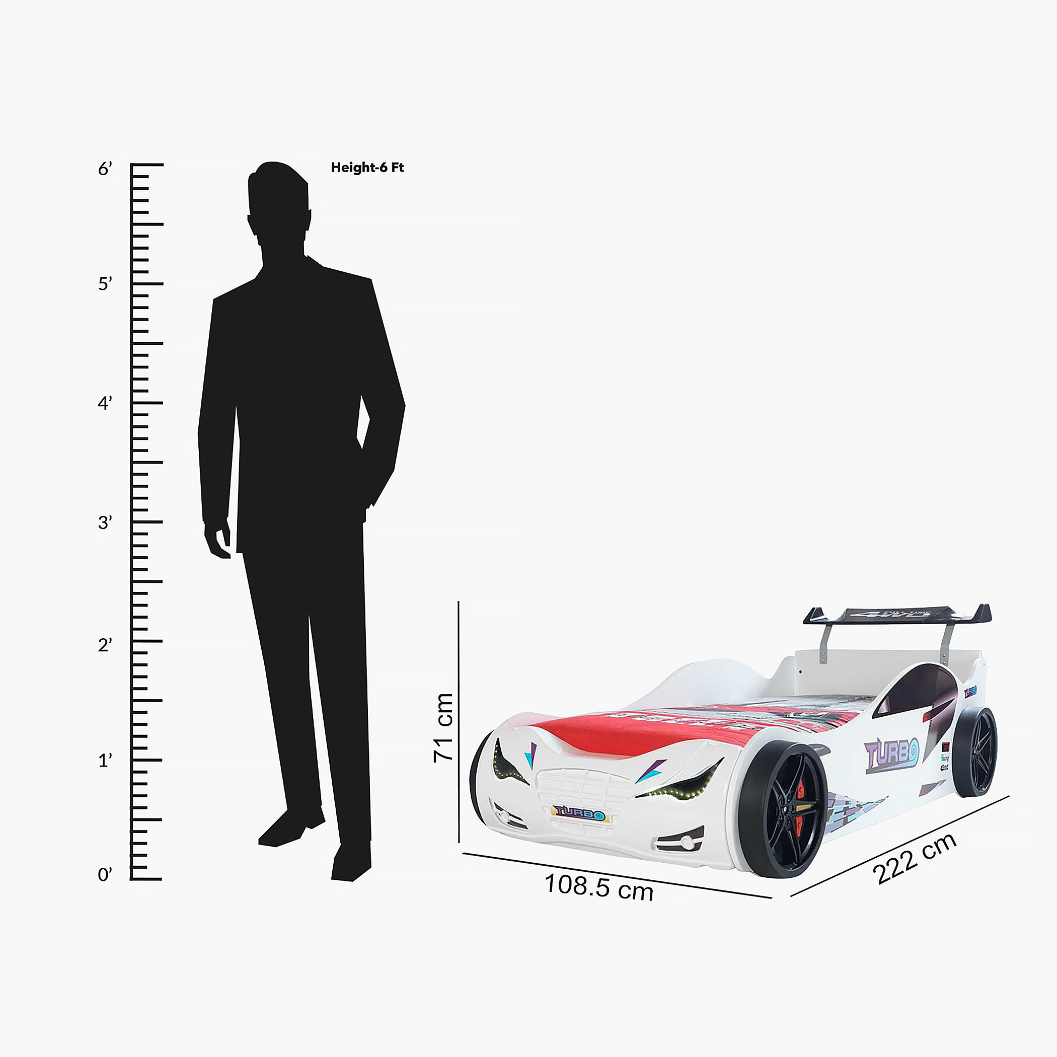 Vanilla Turbo Single Car Bed - 90x190 cm-hbxfurniture-bedsandbedsets-beds-single-image-6