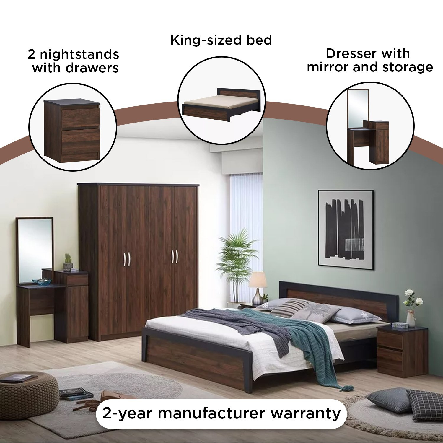 طقم غرفة نوم كينج 5 قطع - برايم من موڤو - 200x180 سم-hbxbedroom-bedsandbedsets-bedroomsets-king-image-20