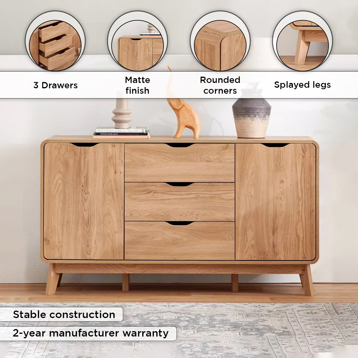 Nordic Spring 2-Door 3-Drawer Sideboard-hbxfurniture-diningroom-buffetsandsideboards-image-4