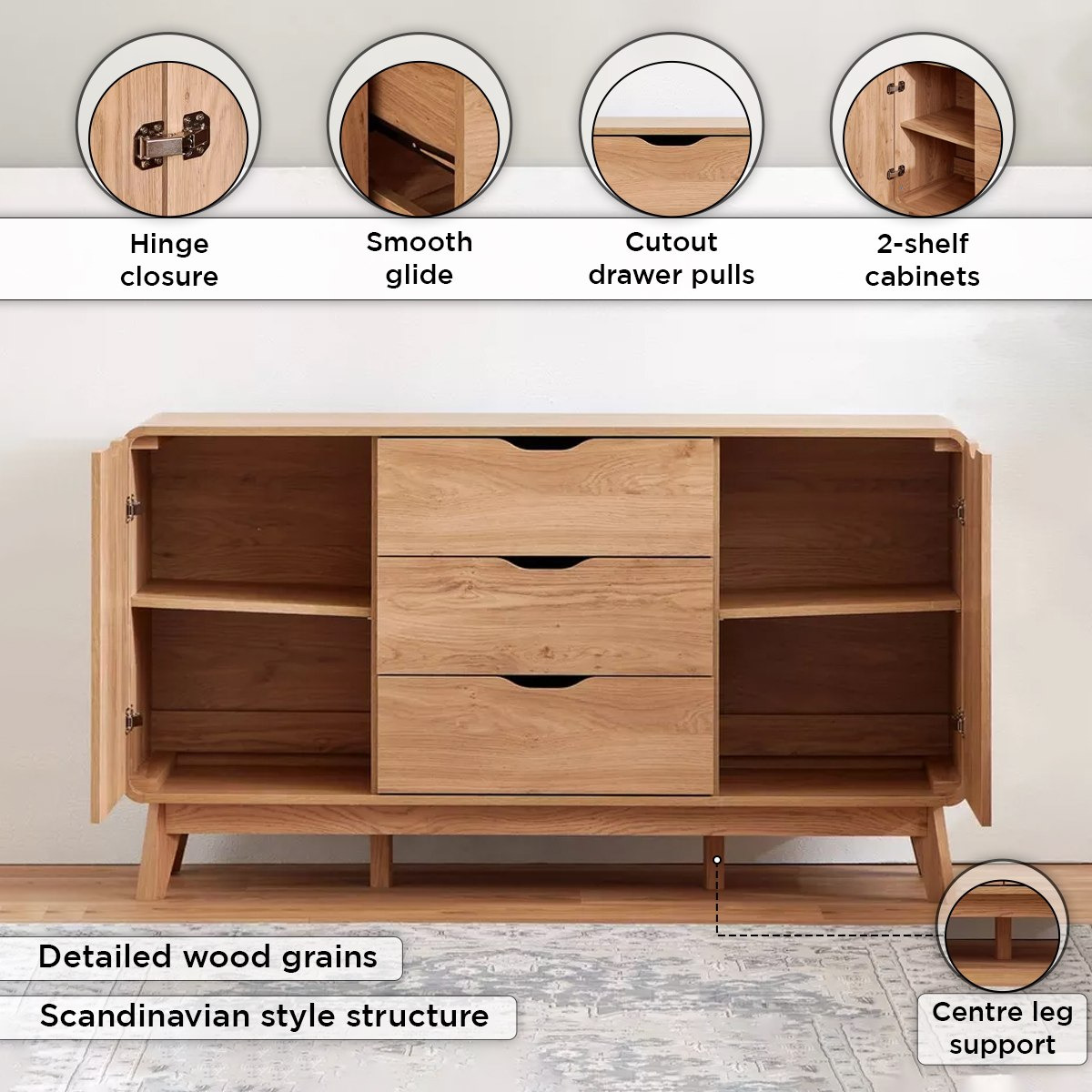 Nordic Spring 2-Door 3-Drawer Sideboard-hbxfurniture-diningroom-buffetsandsideboards-image-5