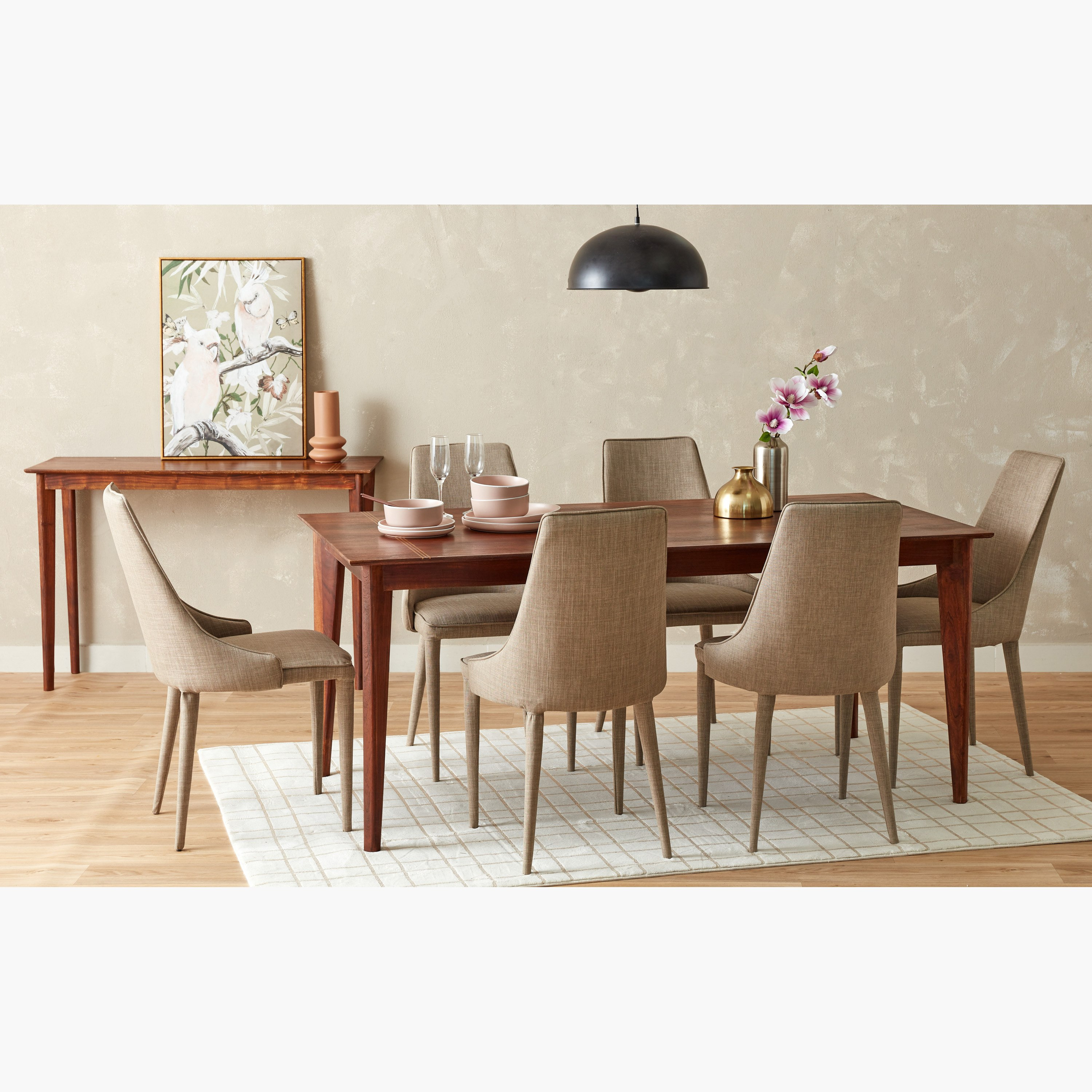 طاولة سفرة لـ6 مقاعد مطعمة بالنحاس - إيفورا لوكس من فيندرا -hbxdiningroom-diningtablesandsets-diningtables-sixseater-image-7