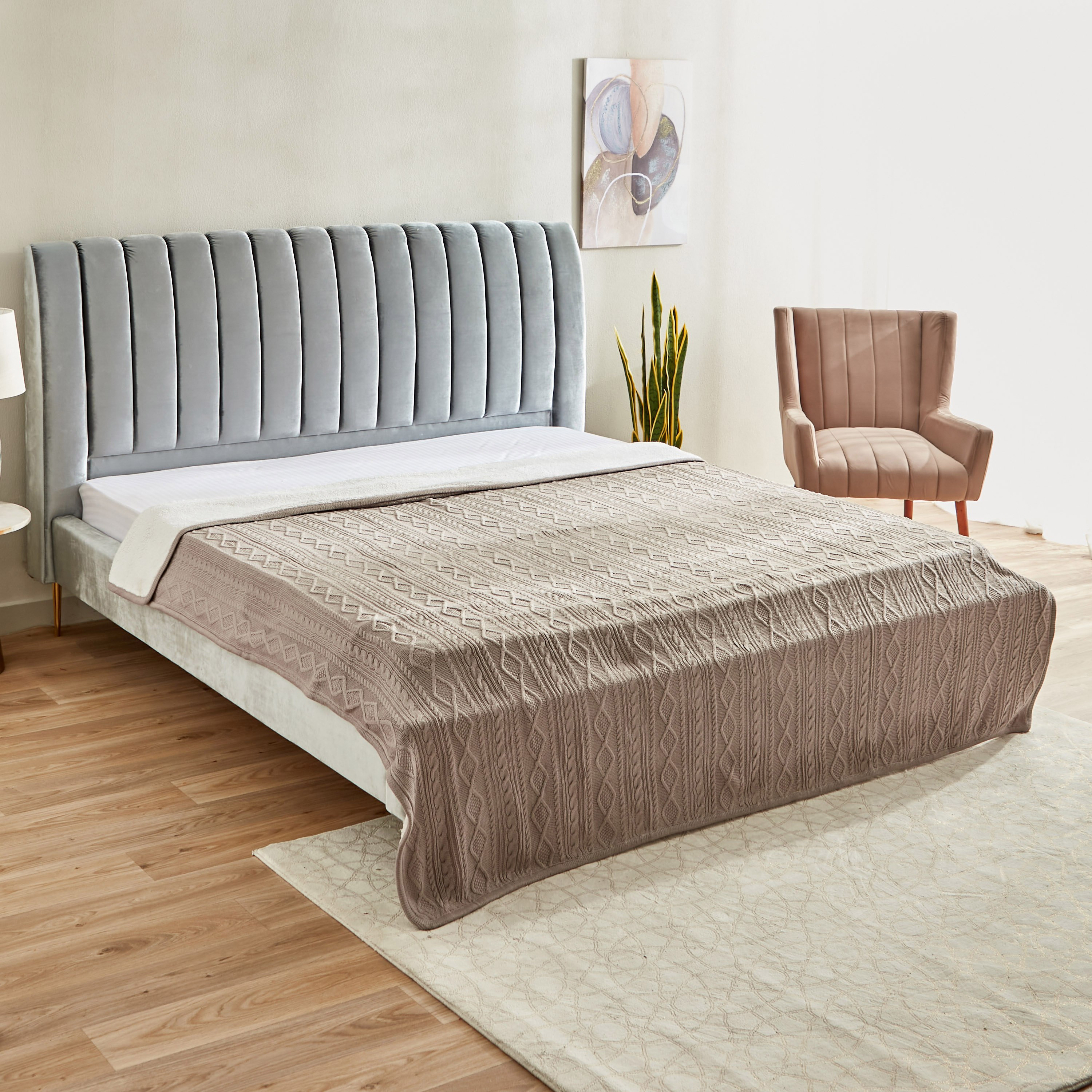بطانية كينج محبوكة بطبقة مزدوجة من إنتارسيا - 210x230 سم-hbxhomeware-hbxbedroom-image-1