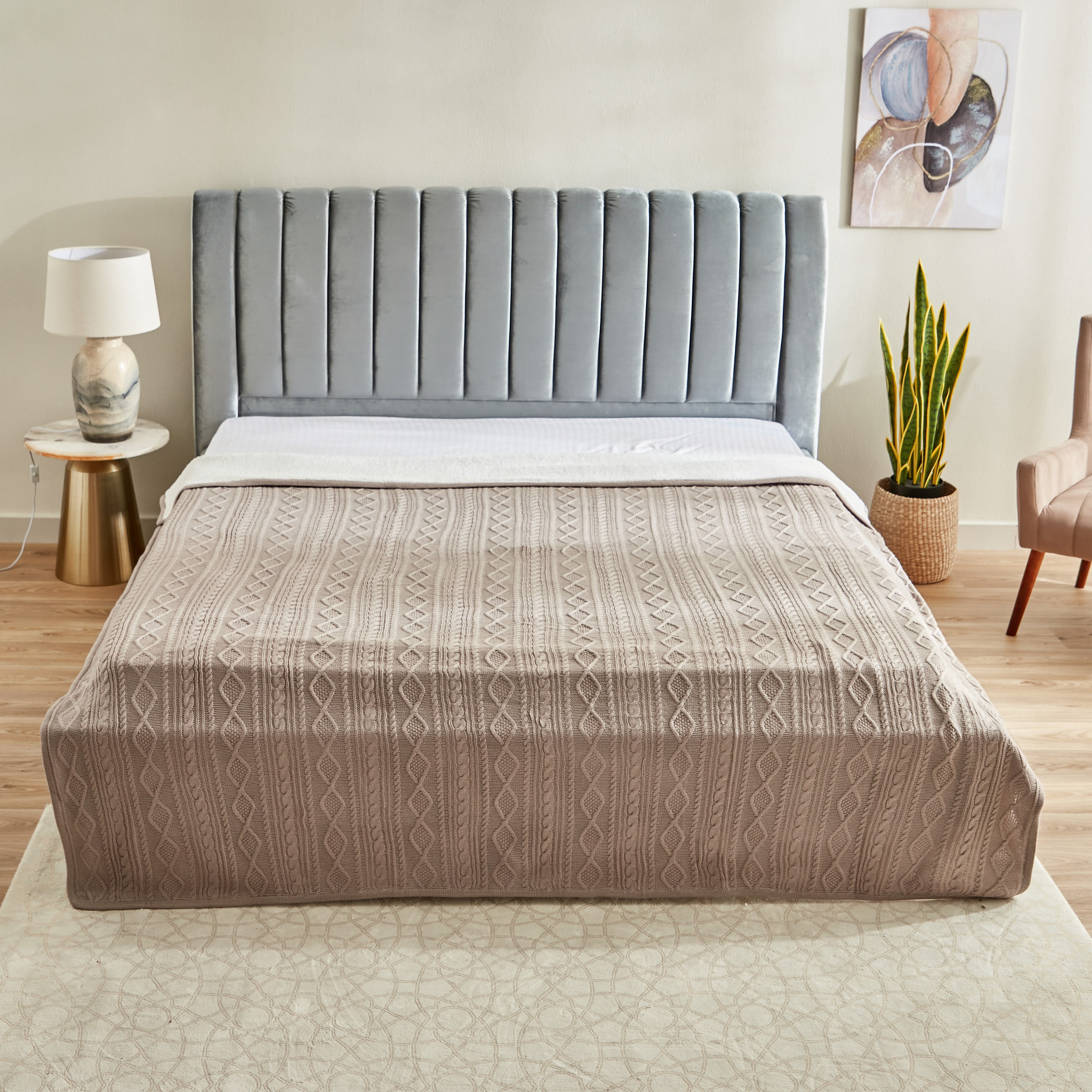 بطانية كينج محبوكة بطبقة مزدوجة من إنتارسيا - 210x230 سم-hbxhomeware-hbxbedroom-image-2