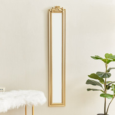 Lago Wood Frame Wall Mirror with Resin Flower - 21x132 cms