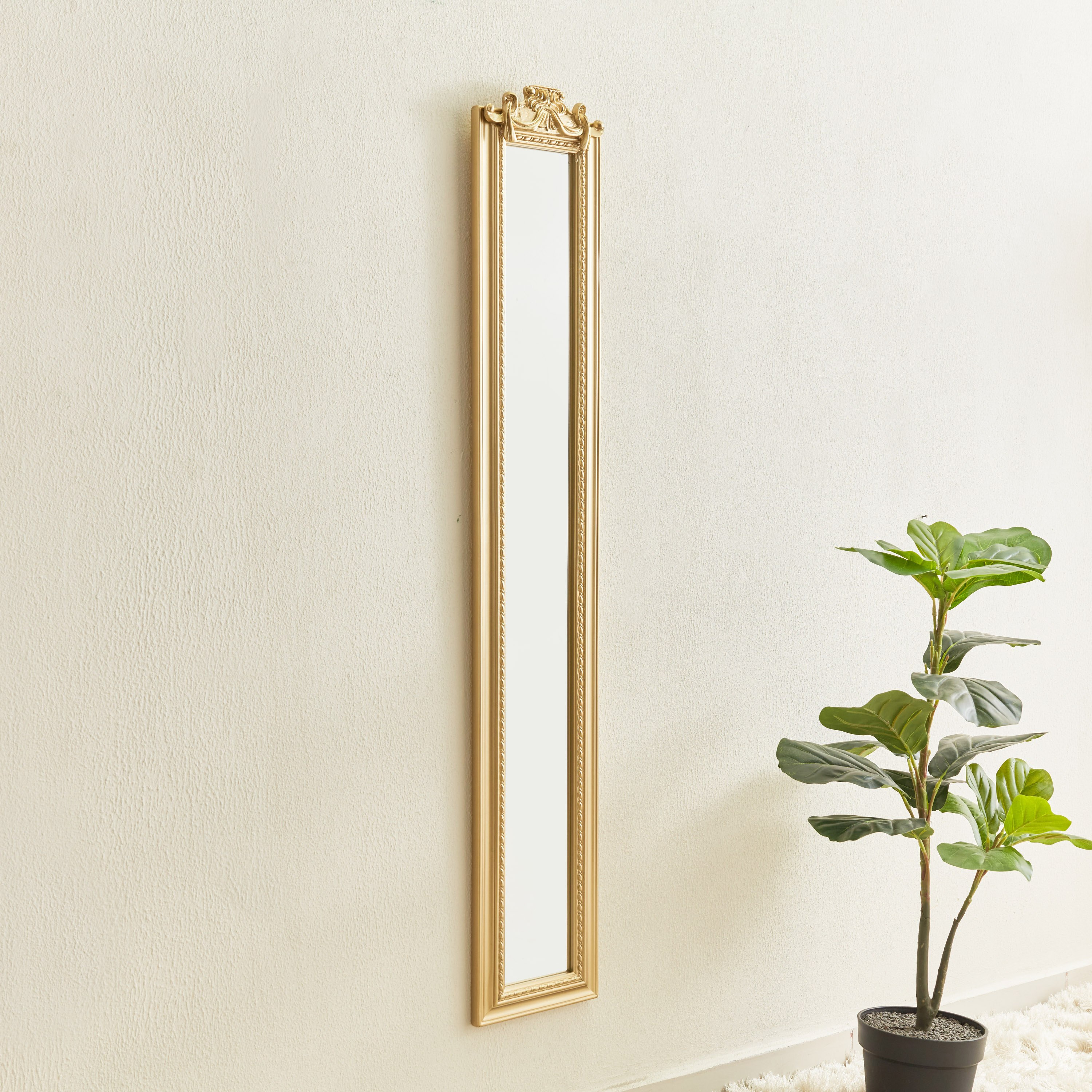 مرآة حائط بإطار خشبي مع زهرة راتنج من لاجو - 21x132 سم-hbxhomeware-hbxdecorandfurnishings-image-2