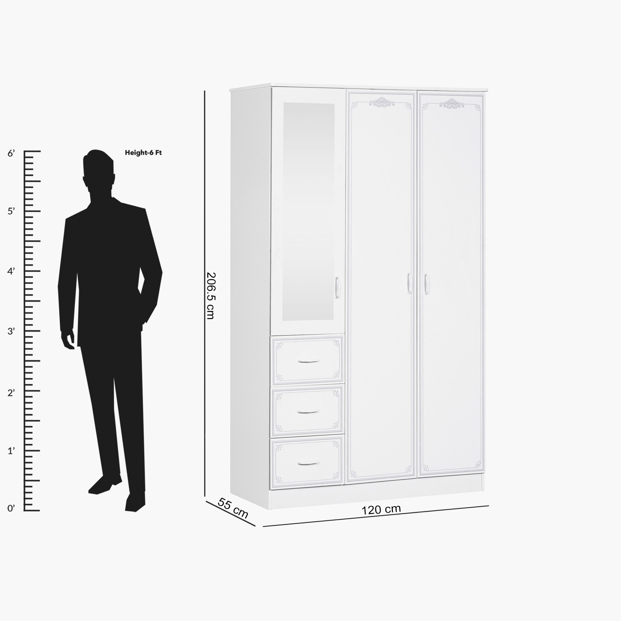 خزانة ملابس 3 أبواب بمرآة و3 أدراج من سبرينج-hbxfurniture-wardrobes-image-13