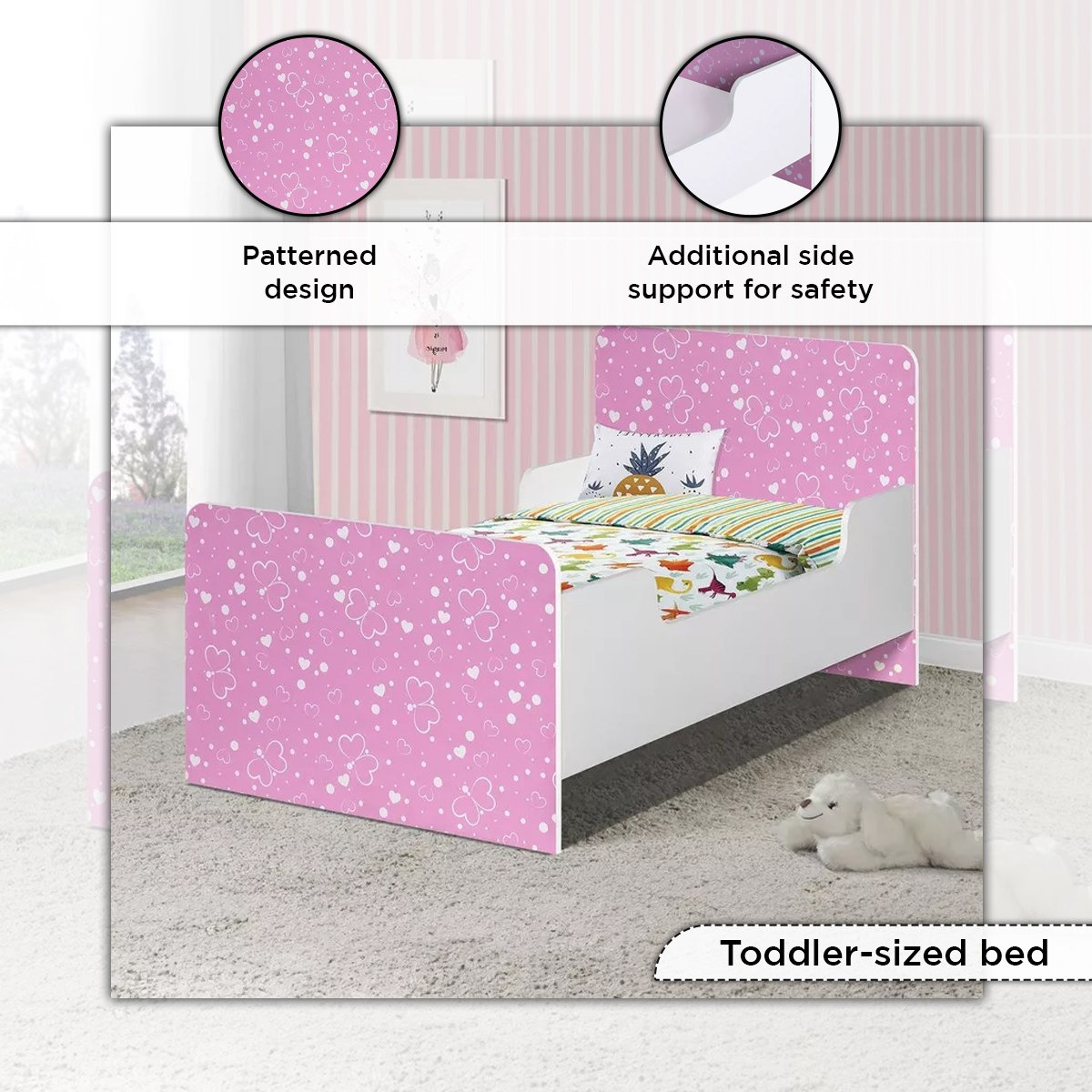 Vanilla Butterfly Toddler Bed - 70x130 cm-hbxfurniture-bedsandbedsets-beds-toddler-image-5
