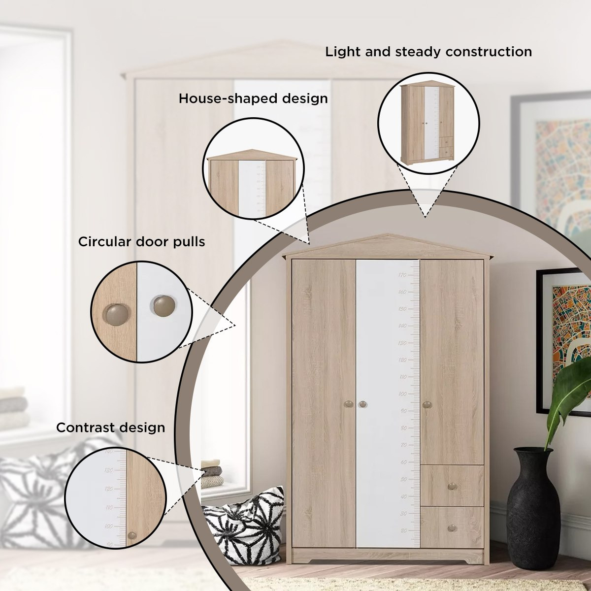My House 3-Door Wardrobe with 2 Drawers-hbxfurniture-wardrobes-image-5