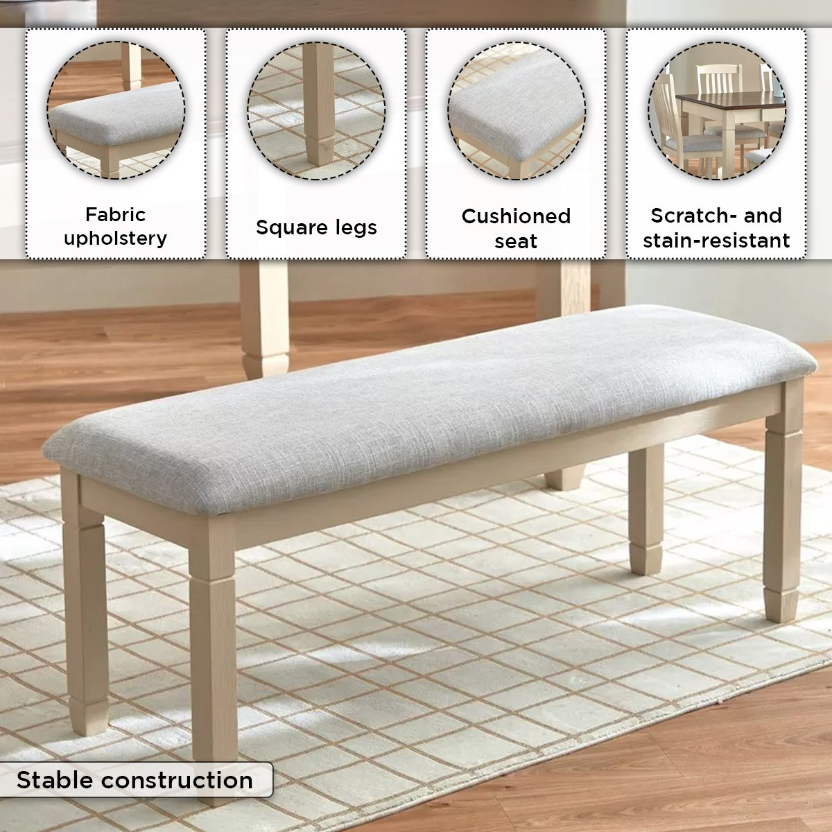طقم سفرة 6 مقاعد مع مقعد بنش من تاهو-hbxfurniture-diningtablesandsets-diningsets-sixseater-image-5
