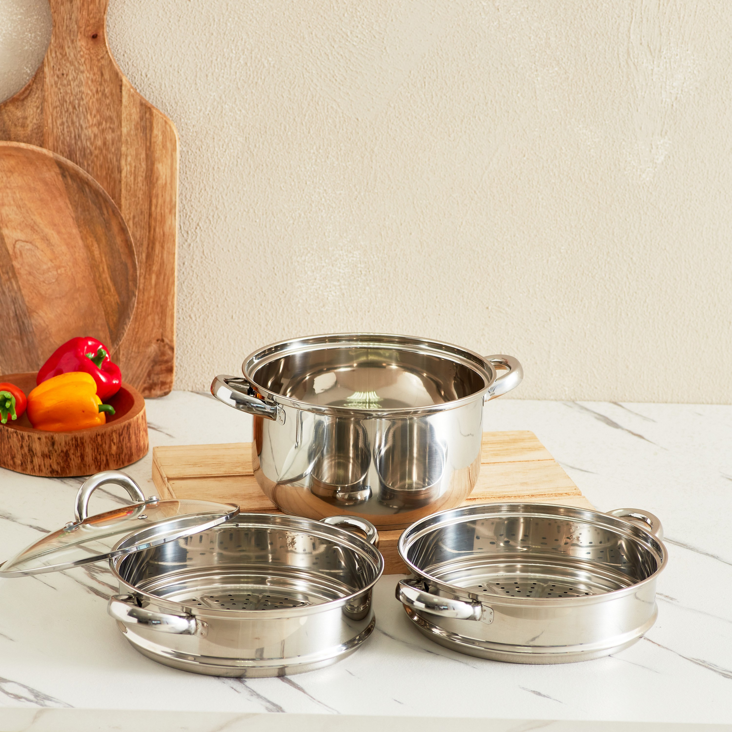 قدر بخار ستانليس ستيل 3 طوابق بغطاء من بريما - 24 سم-hbxhomeware-hbxkitchen-image-2