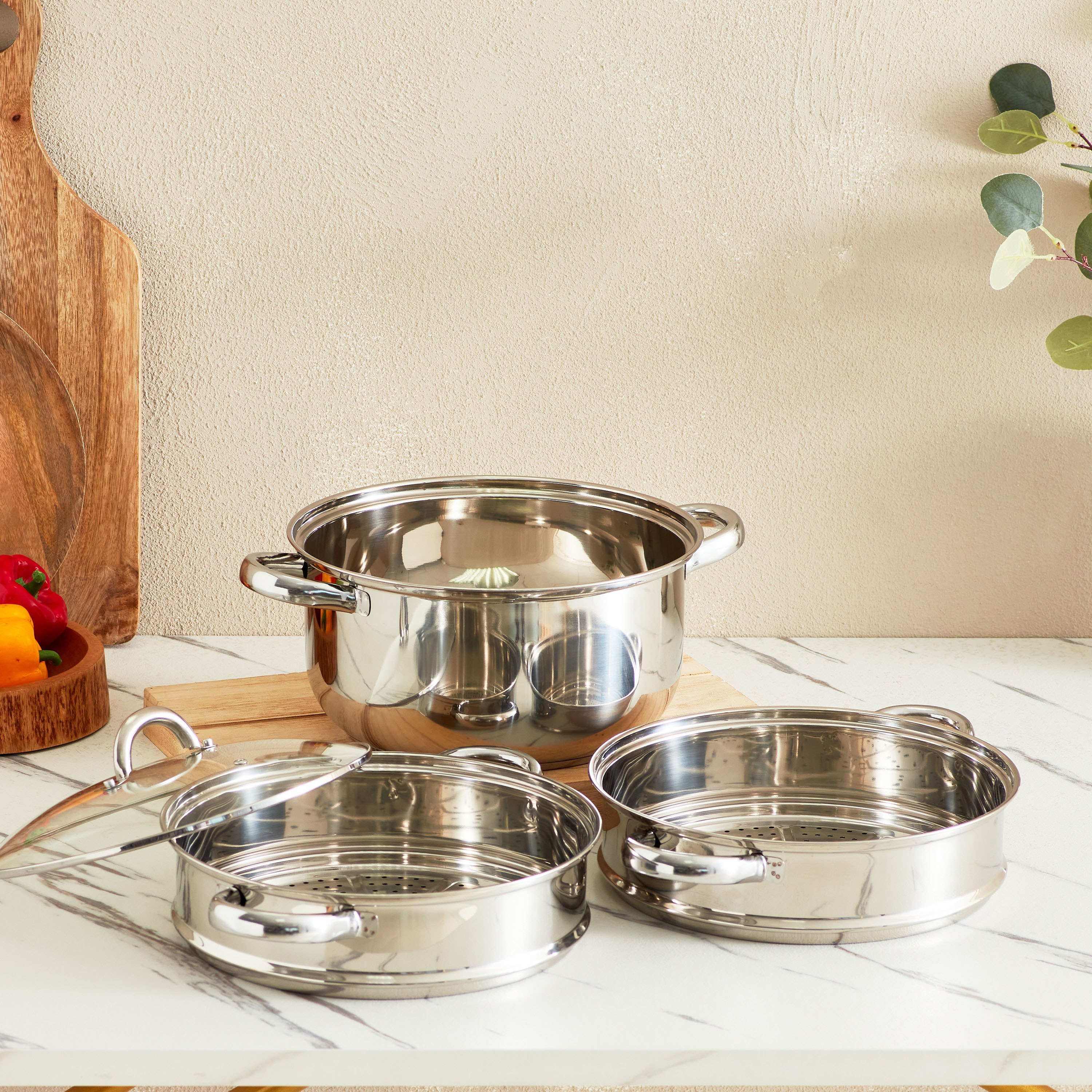 قدر بخار ستانليس ستيل 3 طوابق بغطاء من بريما - 28 سم-hbxhomeware-hbxkitchen-image-2