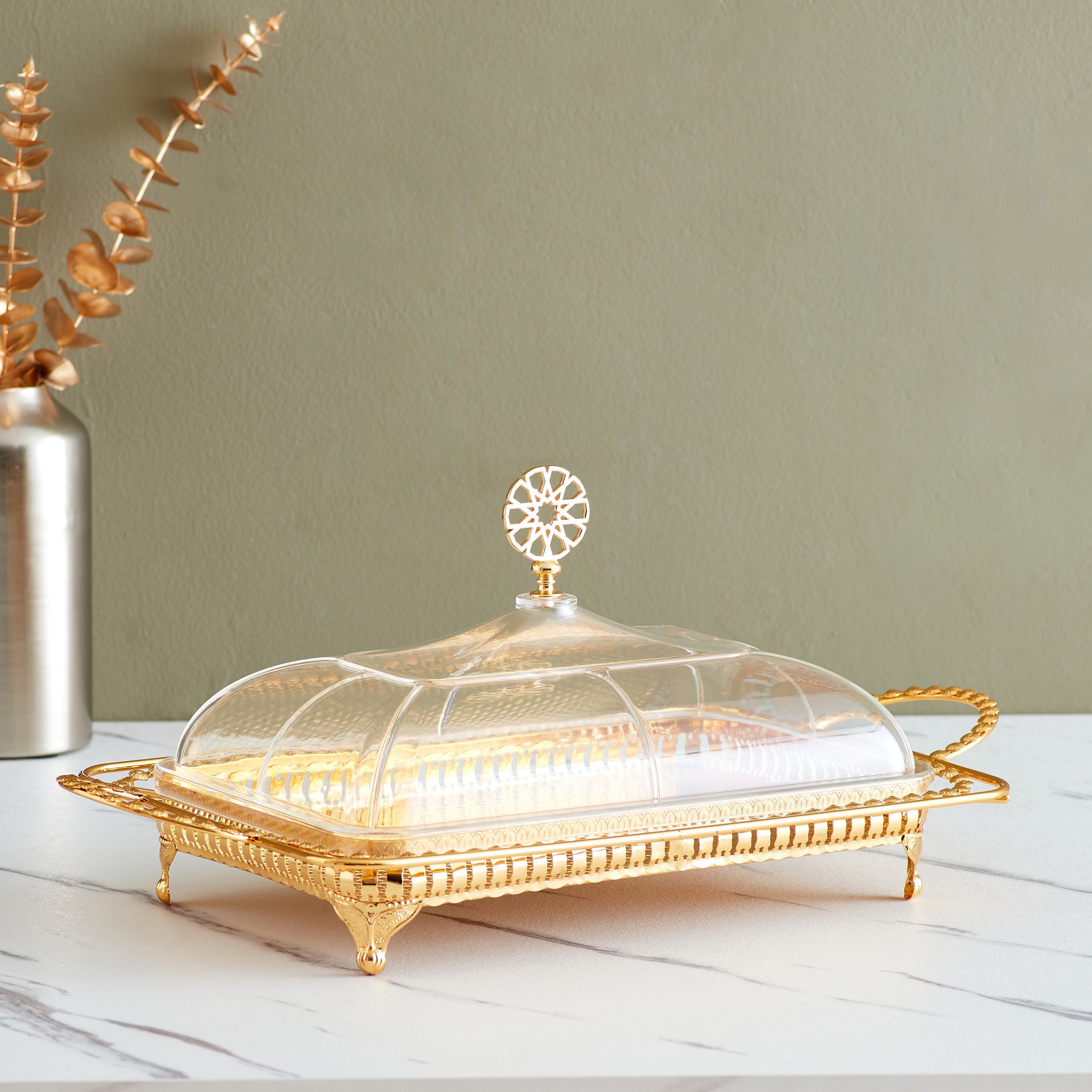 صينية بطلاء ذهبي وغطاء أكريليك من أدورا - 53.7x29x9 سم-hbxdecorandfurnishings-tabletop-serveware-image-1