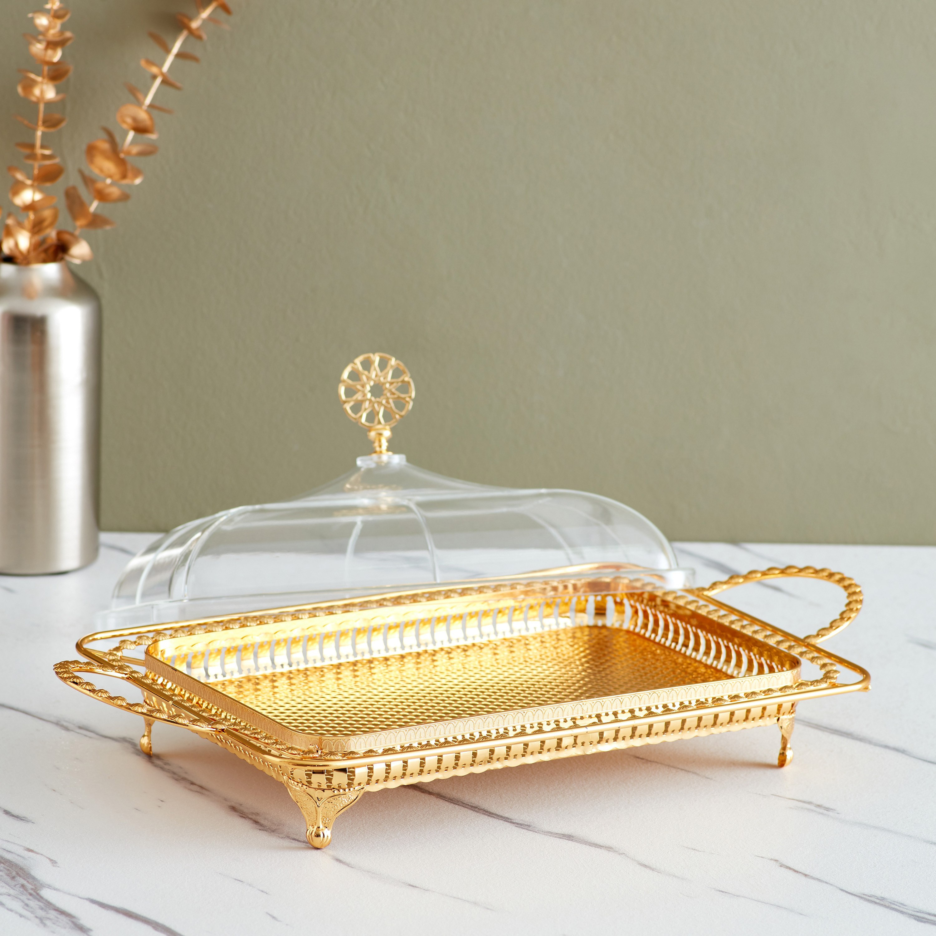 صينية بطلاء ذهبي وغطاء أكريليك من أدورا - 53.7x29x9 سم-hbxdecorandfurnishings-tabletop-serveware-image-2