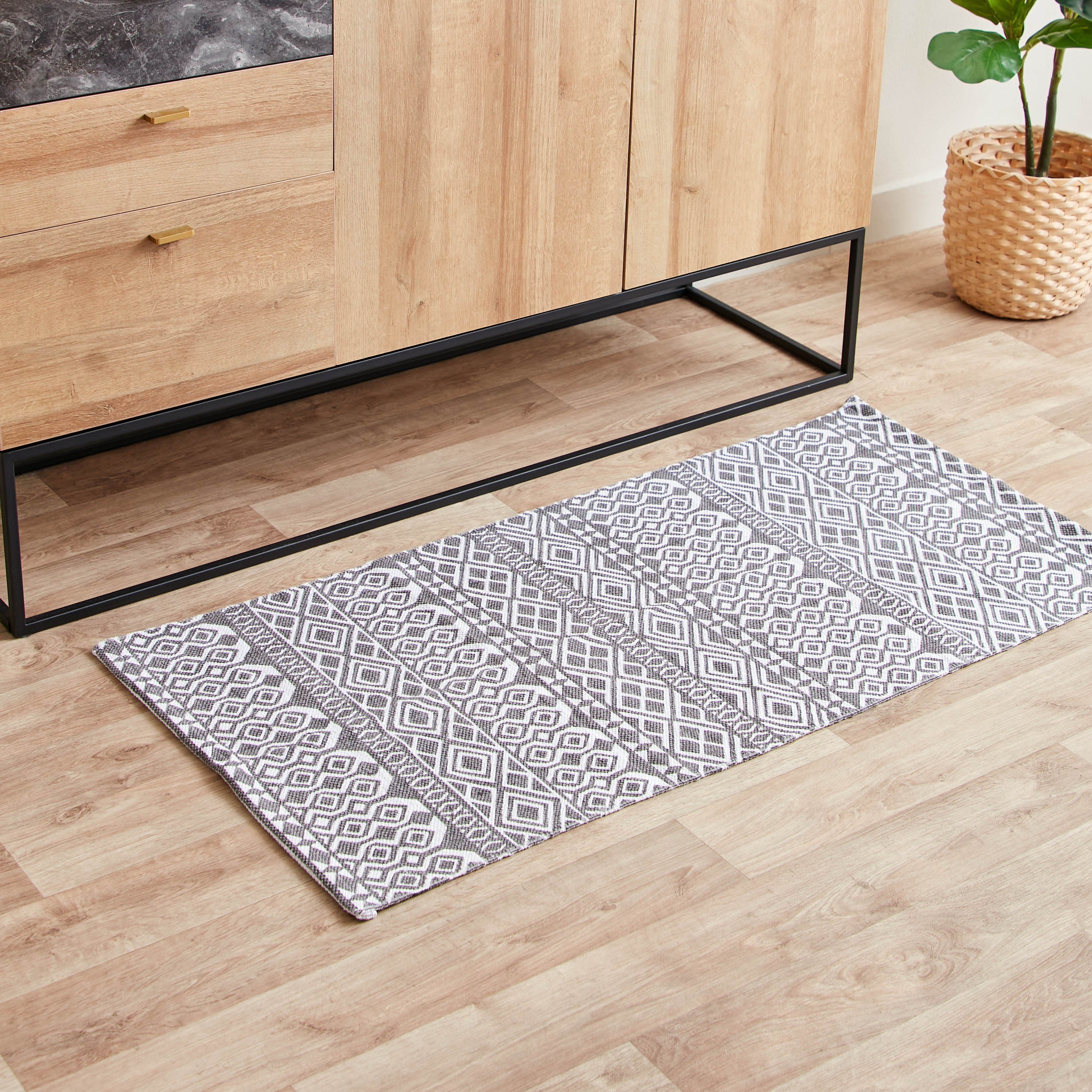 Nomadic Loraine Printed Cotton Dhurrie - 60x120 cm-hbxdecorandfurnishings-floorcoverings-rugs-image-1