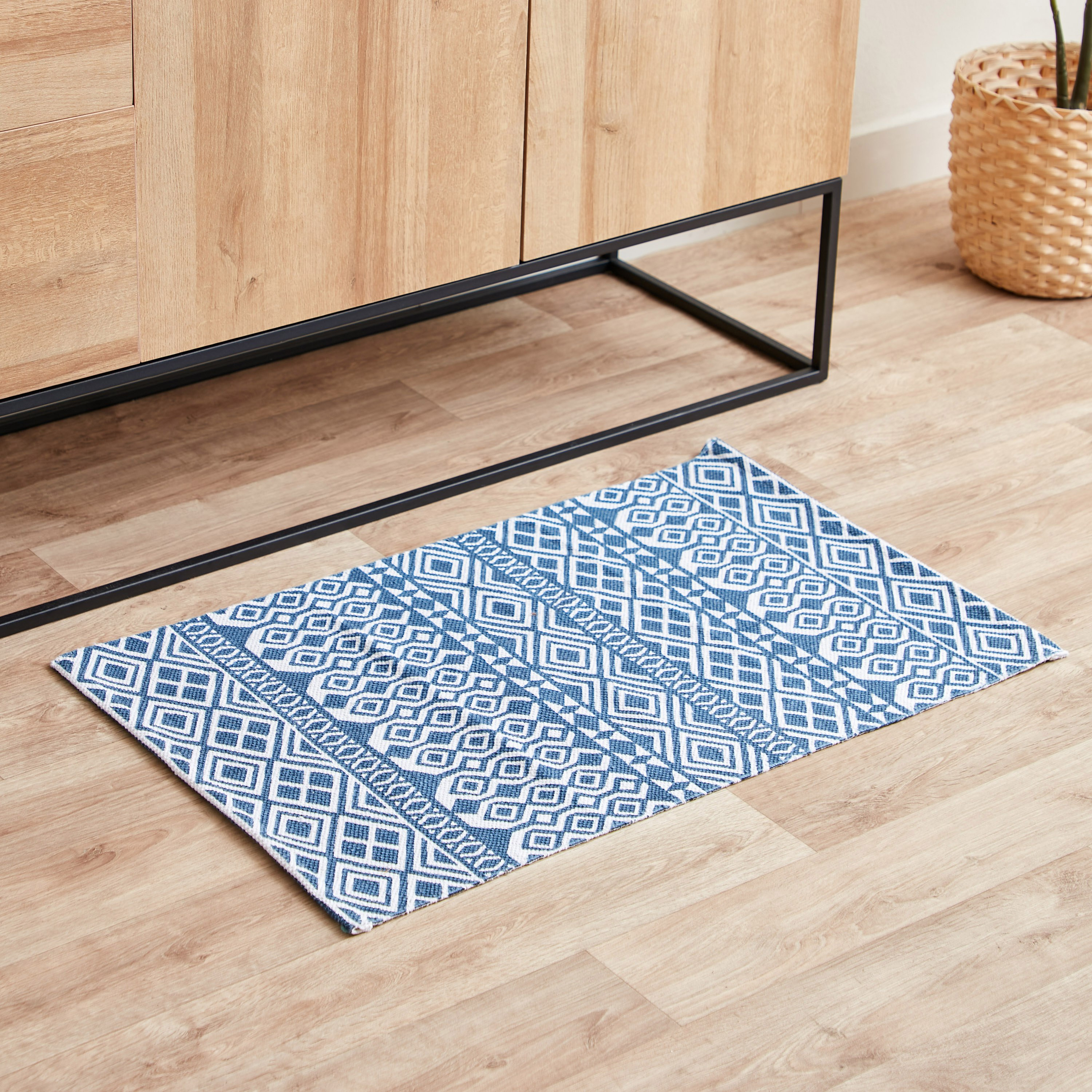 Nomadic Loraine Printed Cotton Dhurrie - 50x80 cm-hbxdecorandfurnishings-floorcoverings-rugs-image-1