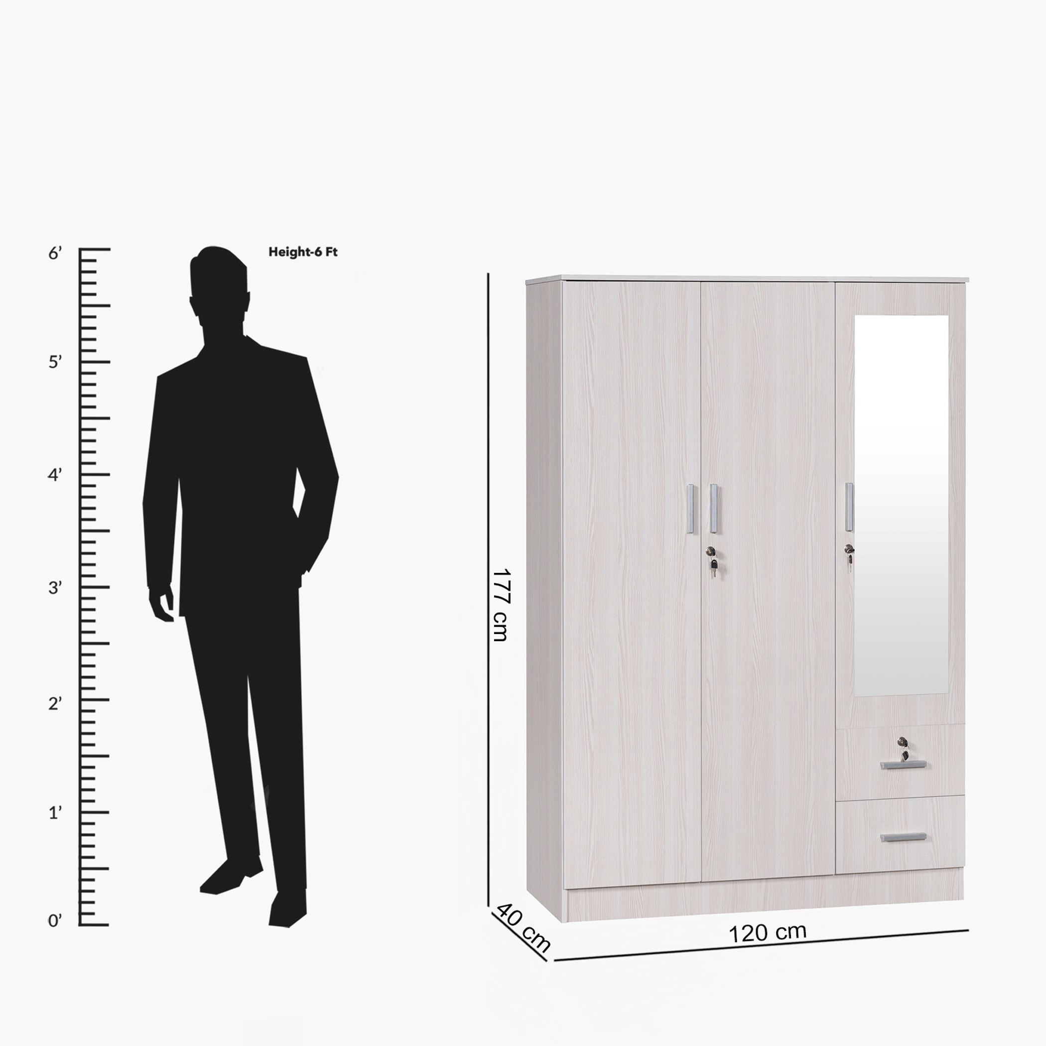 Movo Bella 3-Door Wardrobe with 2 Drawers-hbxfurniture-wardrobes-image-13