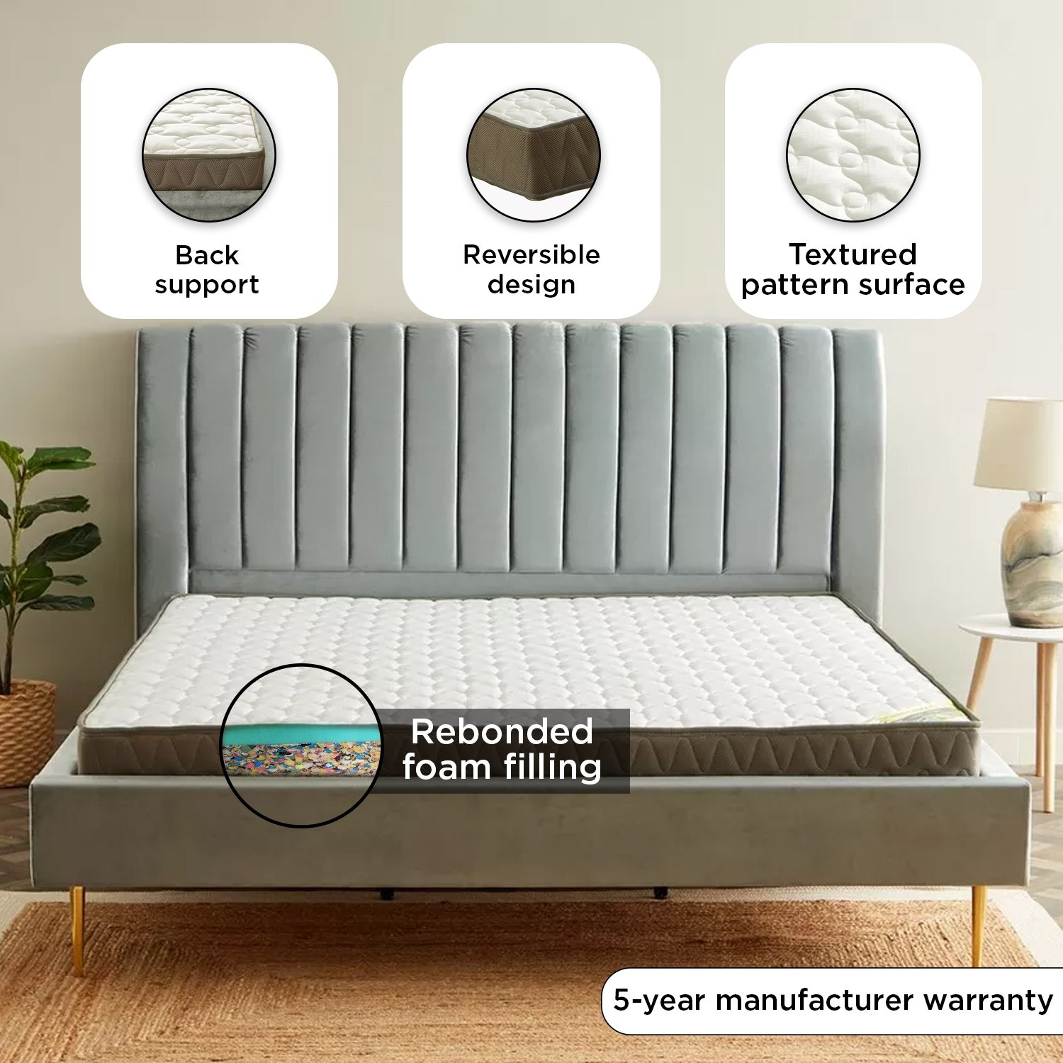 SleepEase iOrtho Support Firm Extra Firm Rebonded Foam Single Mattress - 90x200x20 cm-hbxfurniture-bedroom-mattresses-single-image-12