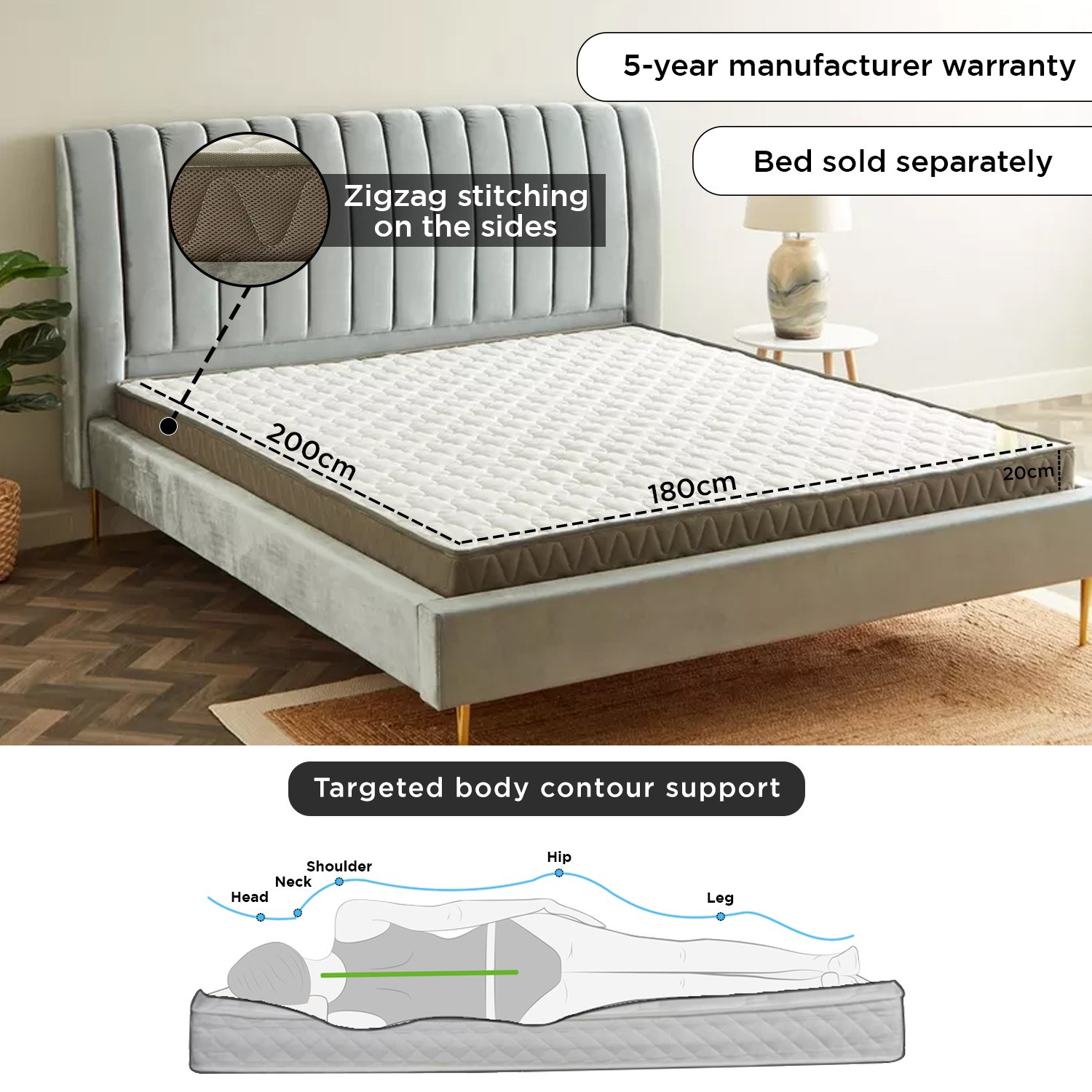 SleepEase iOrtho Support Firm Extra Firm Rebonded Foam King Mattress - 180x200x20 cm-hbxfurniture-mattresses-king-image-11