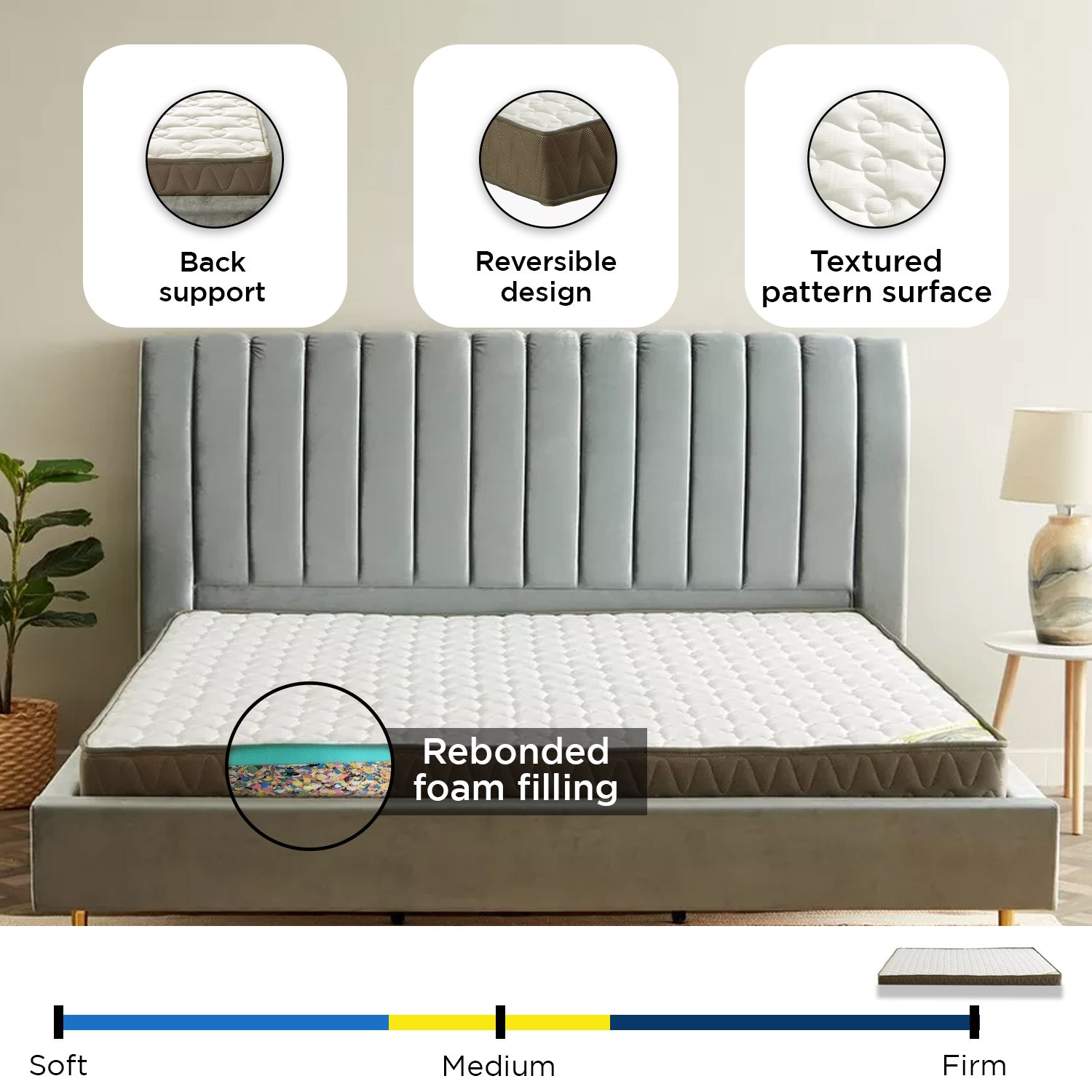 SleepEase iOrtho Support Firm Extra Firm Rebonded Foam King Mattress - 180x200x20 cm-hbxfurniture-mattresses-king-image-12